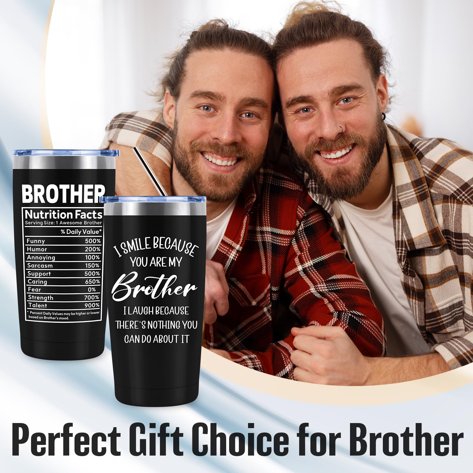 10 PCS Brother Gifts from Sister with 20 Oz Tumbler Journal Cap Bracelet Socks Pen, Birthday Christmas Christian Gift for Brother Adult, Son, Nephew, Grandson
