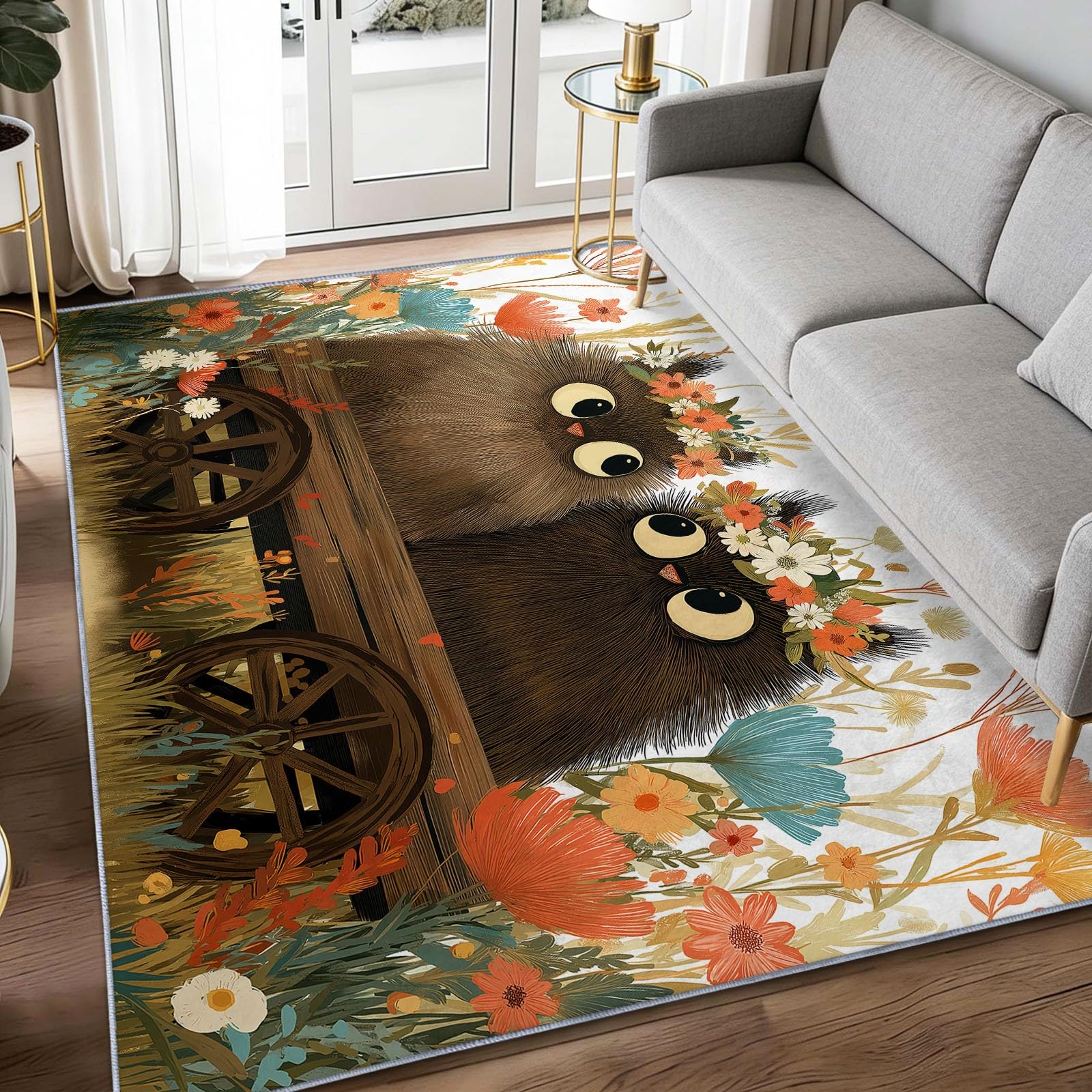 Tapis lavable antidérapant 60 x 90 cm au poil ras doux pour enfant