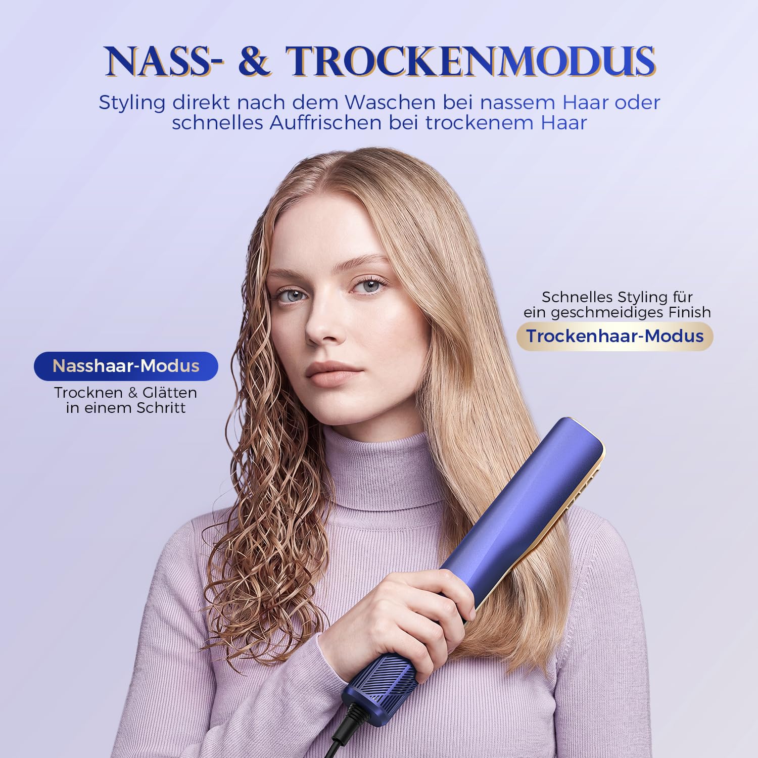 BESTOPE PRO Air Haarglätter 2 in 1, Airstraight Glätteisen, Nass-zu-Trocken | 110.000 U/min | 4 Temperaturstufen bis 160 °C | 3 Luftstromstufen | Kaltluftmodus | 200 Mio. negative Ionen für weniger Frizz