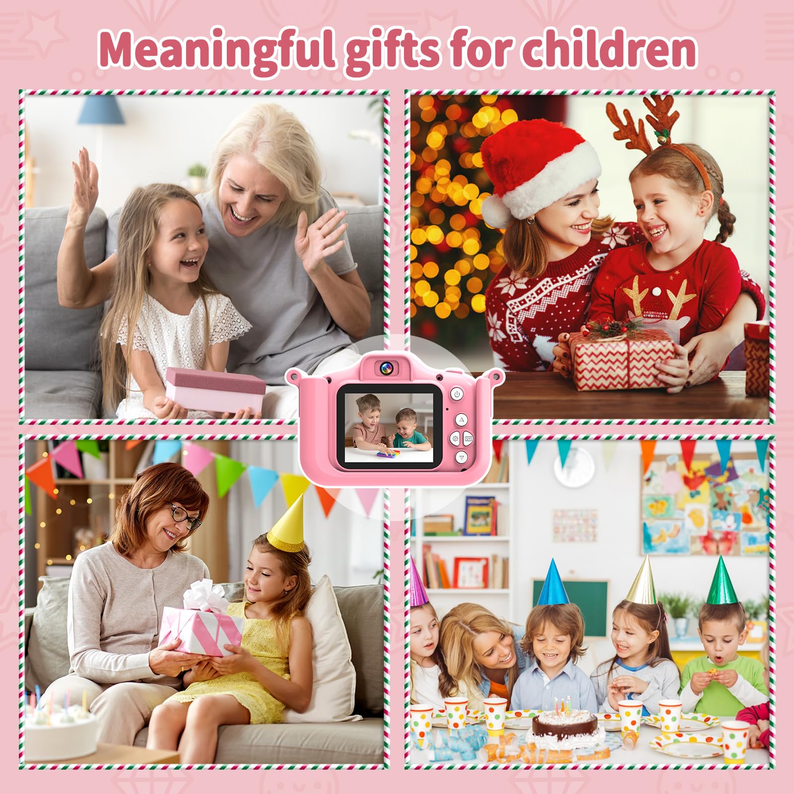 Macchina Fotografica Bambini Unicorno, con 32 GB Schede e Lettore di Schede USB, Fotocamera Giocattoli per Ragazze, Regali di Natale e Compleanno per Bambini dai 3 ai 12 Anni(Rosa)