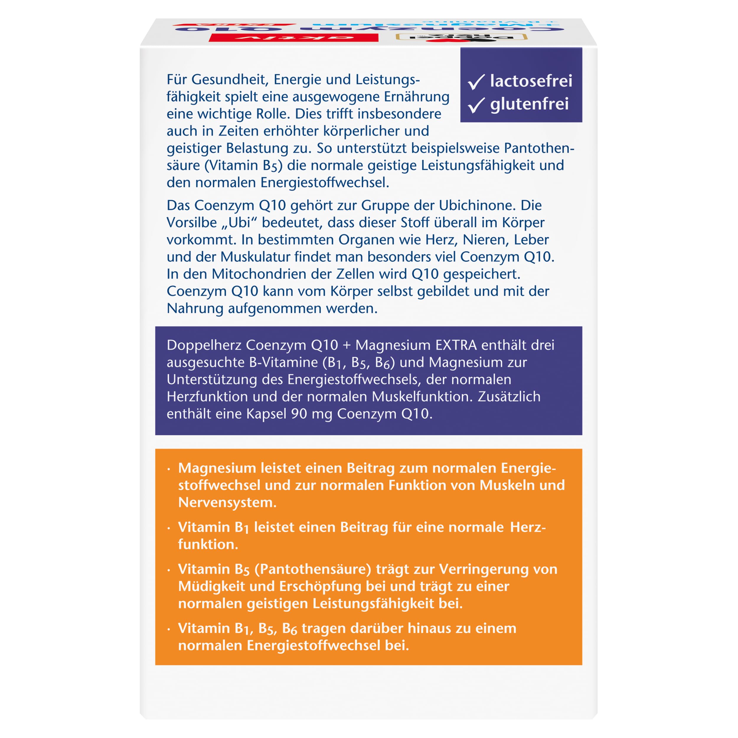 Doppelherz Coenzym Q10 + Magnesium EXTRA + B-Vitamine - 90 mg hochdosiert Coenzym Q10 Ubiquinon pro Tagesportion in einer Kapsel - 90 Kapseln