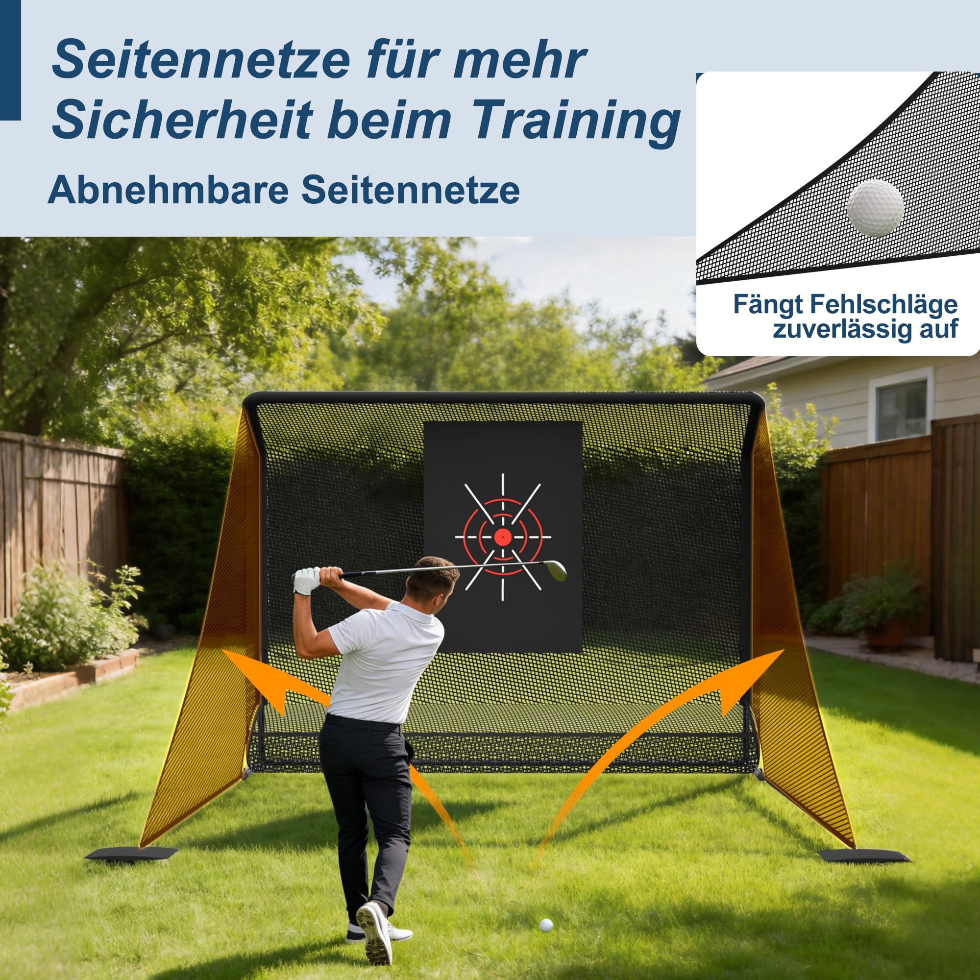 Thanaddo Golfnetz Übungsnetz 3 x 3,5m Golfübungsnetz Set mit Ziel-Tuch, Golf Trainingshilfe Trainingsnetz mit Bälle-Netz und Tragetasche für Outdoor Garten Trainingsplatz