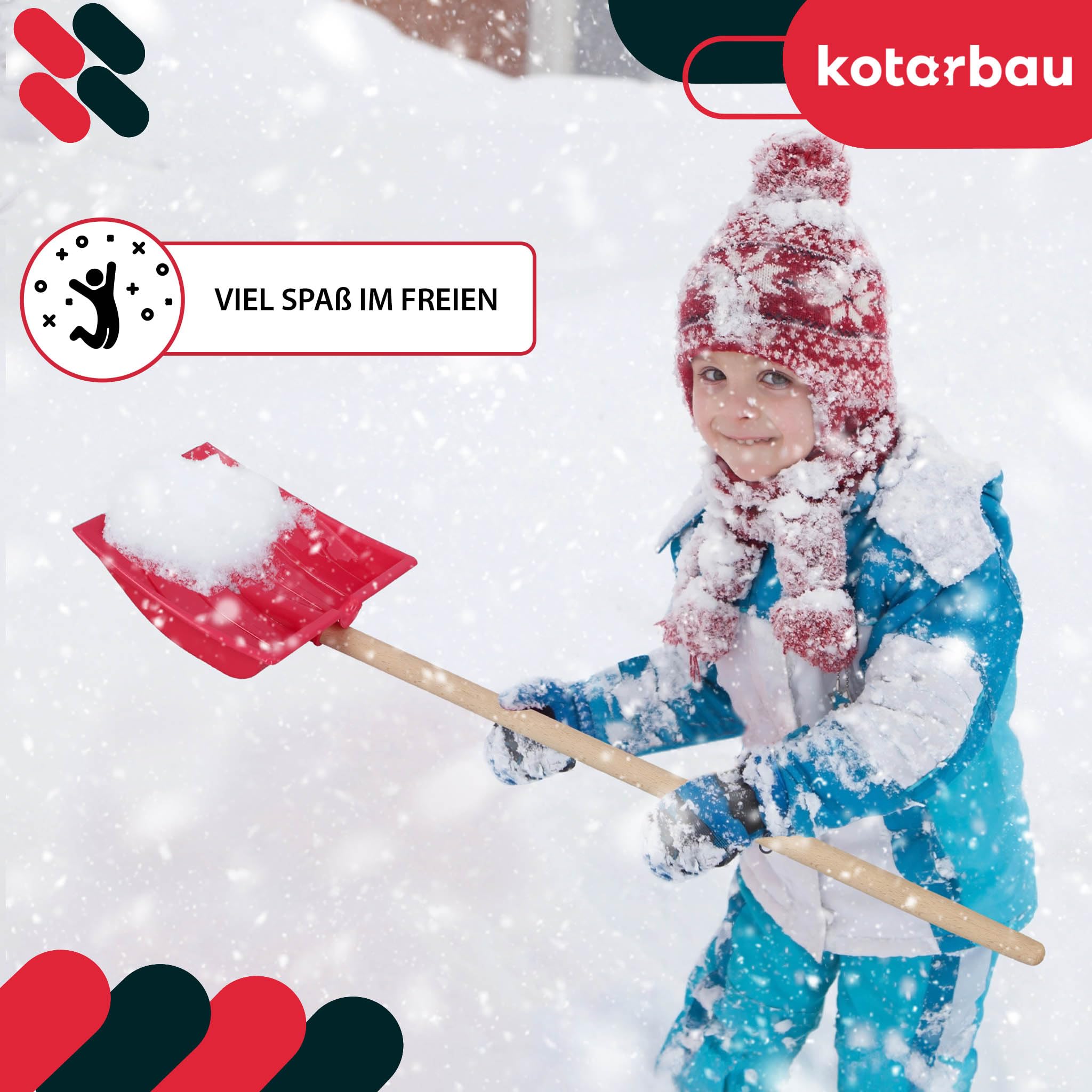 KOTARBAU® 2 pezzi Pala da Neve per Bambini - Plastica - 25x20 cm - Rosa & Blu - Badile con Manico Legno - Paletta Neve Bambini - Mini Pala - per Giocare All'Aperto