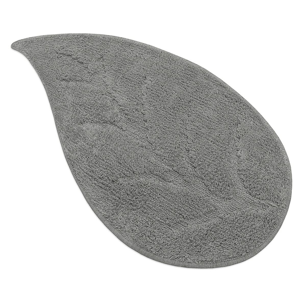 Tapis feuille de bain pur coton doux, chambre à coucher, couleurs absorbantes, lavable, modèle LEAF gris (F)