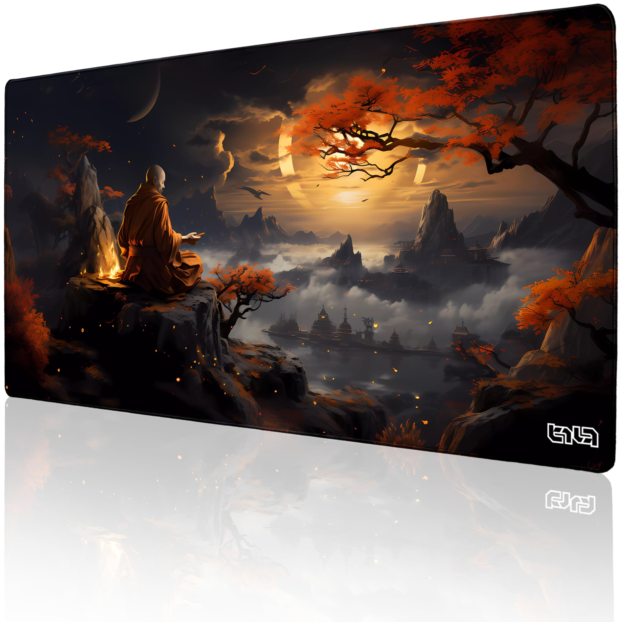Tilt Tappetino Mouse XXL 100x50 cm | Antiscivolo Sottomano Scrivania | Impermeabile Tappetino Mouse Gaming | Accessori Scrivania Ufficio e PC | Tappetino Scrivania Grande (Monk's Zen)