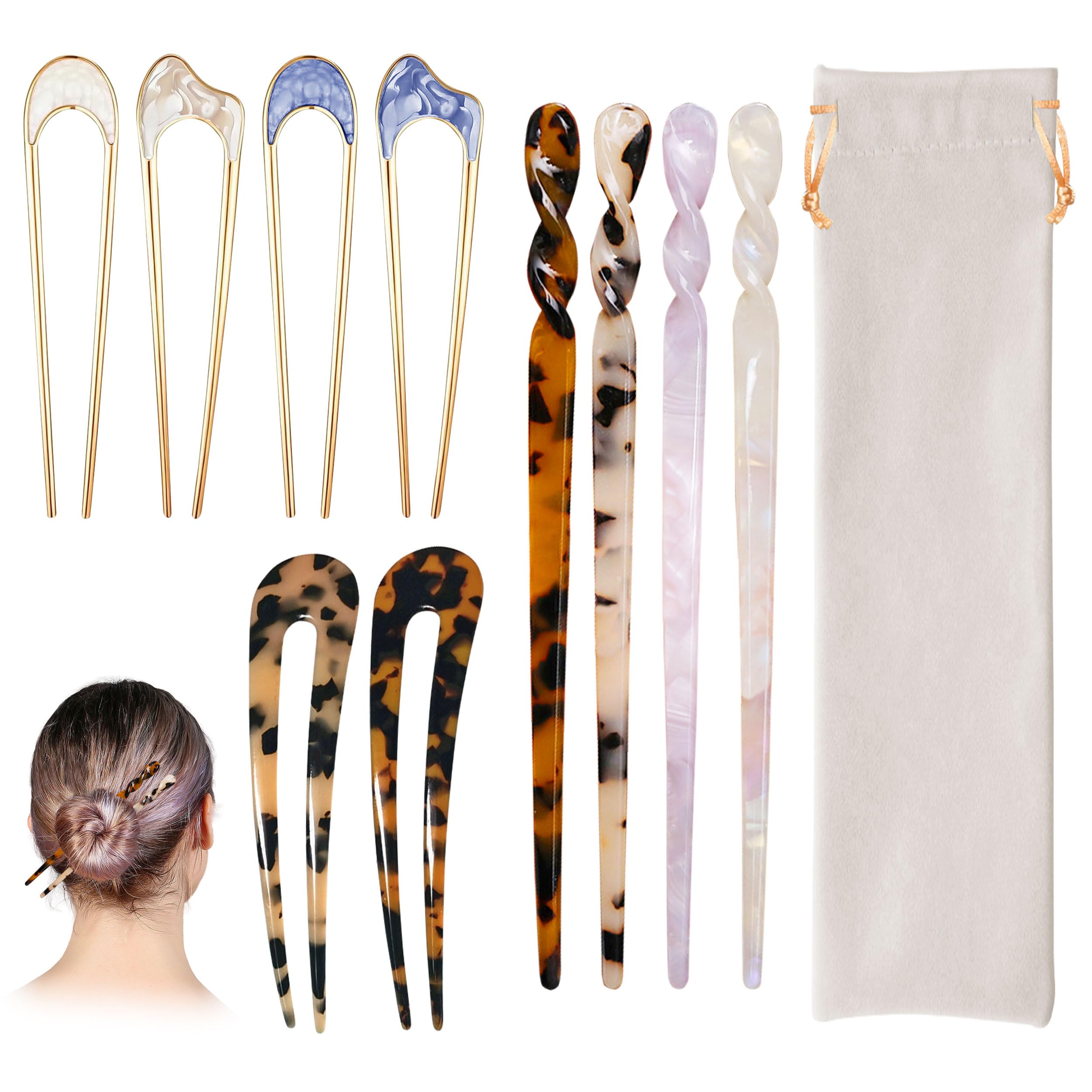 YIZWINS 5 Pezzi Bastoncini per Capelli, Accessori per Capelli, Forcella Cinese Annata Forcine per Capelli, Hairpin Forcine Capelli Donna Con Nappa Accessori Capelli Rima Classica per Donne Ragazze