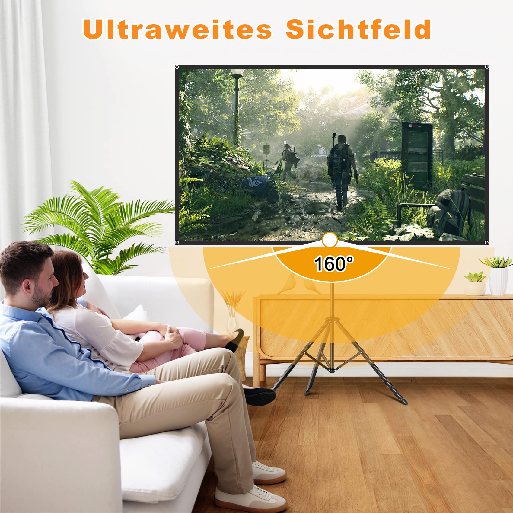 VISULAPEX 80" Leinwand Beamer, 4K HD 16:9 Beamer Leinwand Tragbar Projector Screen, Leicht und Kompakt, Ideal für Heimkino, Camping und Freizeitveranstaltungen