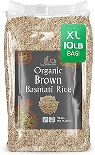 Jiva Organic Brown Basmati Rice 10 Pound Bag - Premium Quality from India