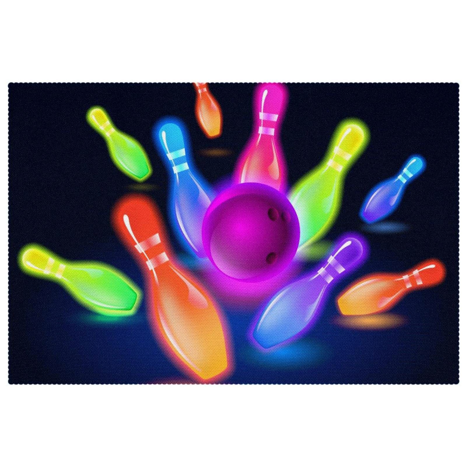 Set de table anti rayure et chaleur motif bowling coloré pour repas