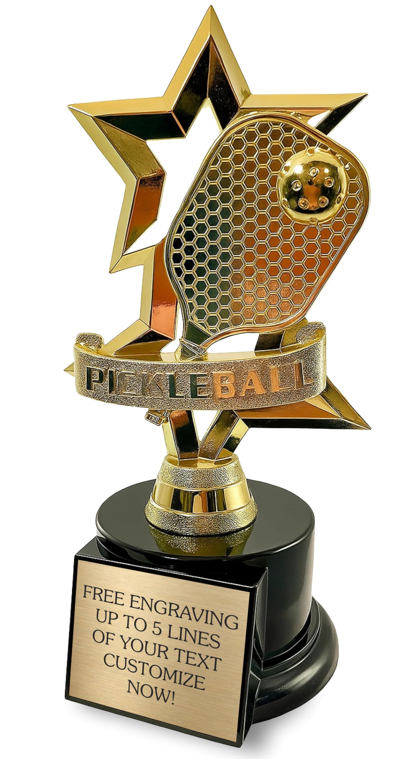 Pickleball Trophy with Custom Engraving - 7.5" Personalized Pickleball Awards for Women, Men, Adults - Funny Pickle Ball Trophies for Champion or Winner