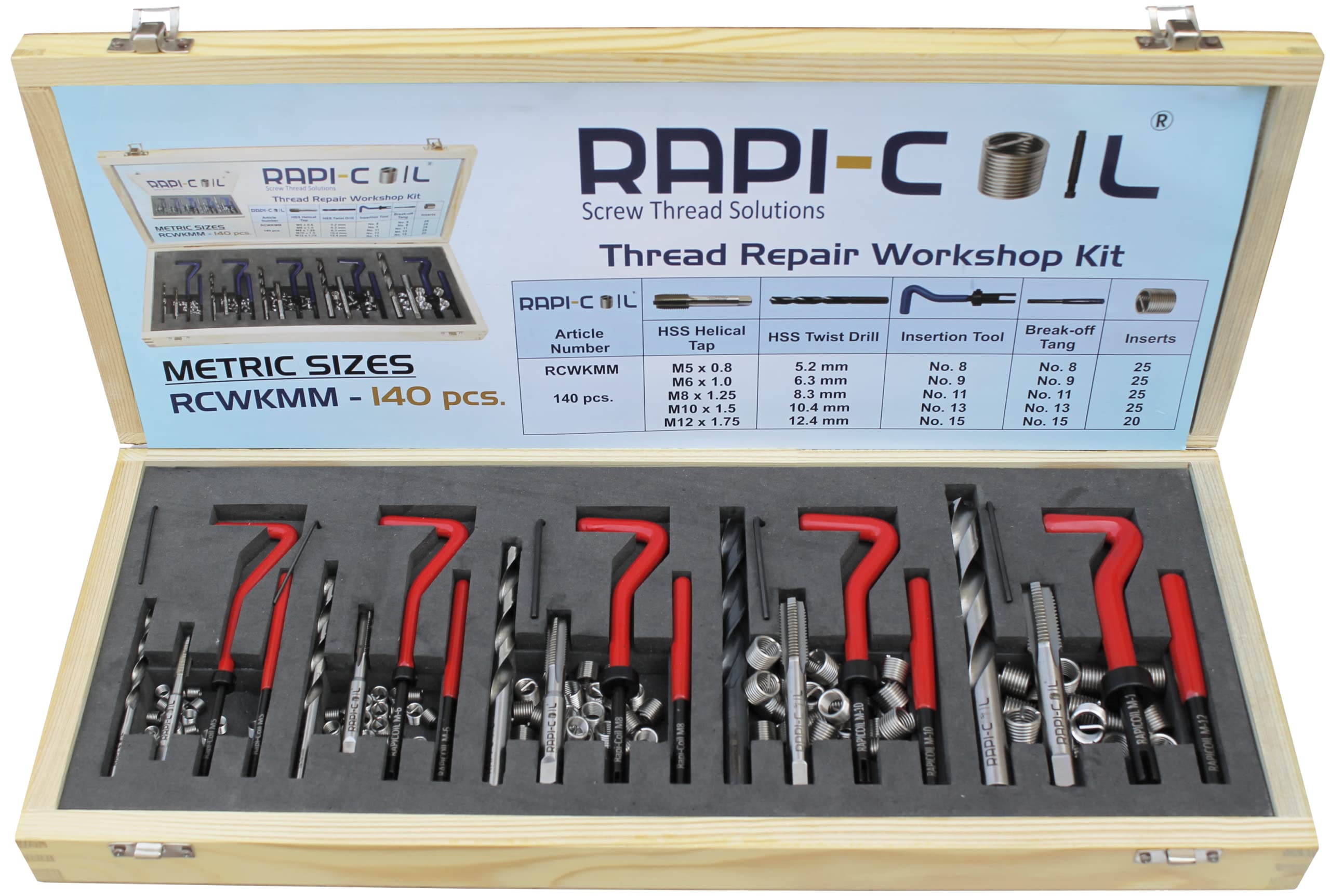 RAPI-COIL® Thread Repairing Workshop Kits (M5 + M6 + M8 + M10 + M12)