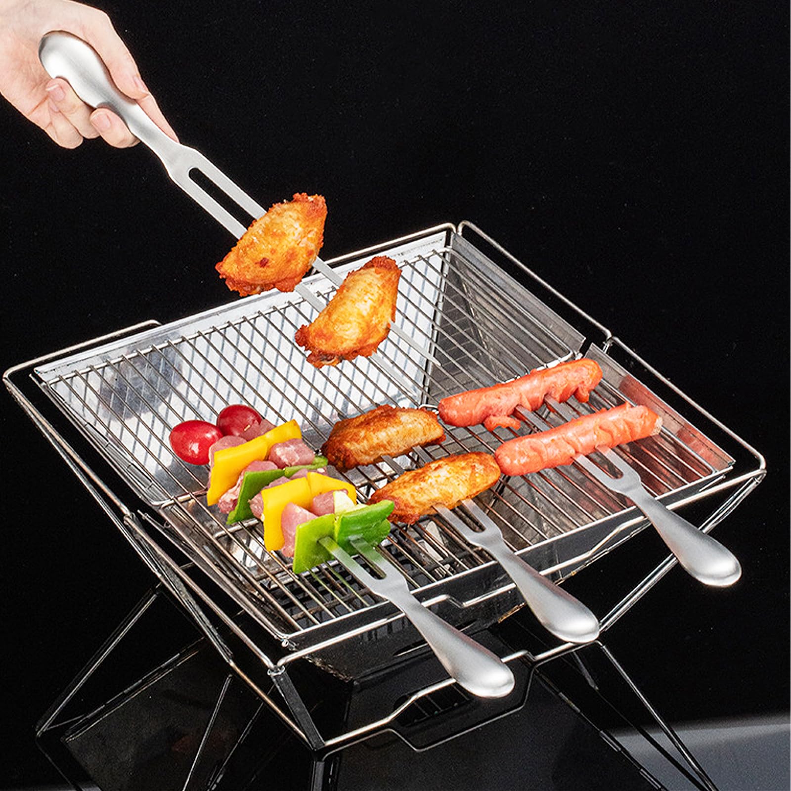 Tenedor de Barbacoa de Acero Inoxidable, 28 cm Tenedor para Trinchar Profesional, Tenedores de Carne de Acero Inoxidable, Apto para Lavavajillas, para Barbacoa, Cocina, Pavo, Asado y Cena
