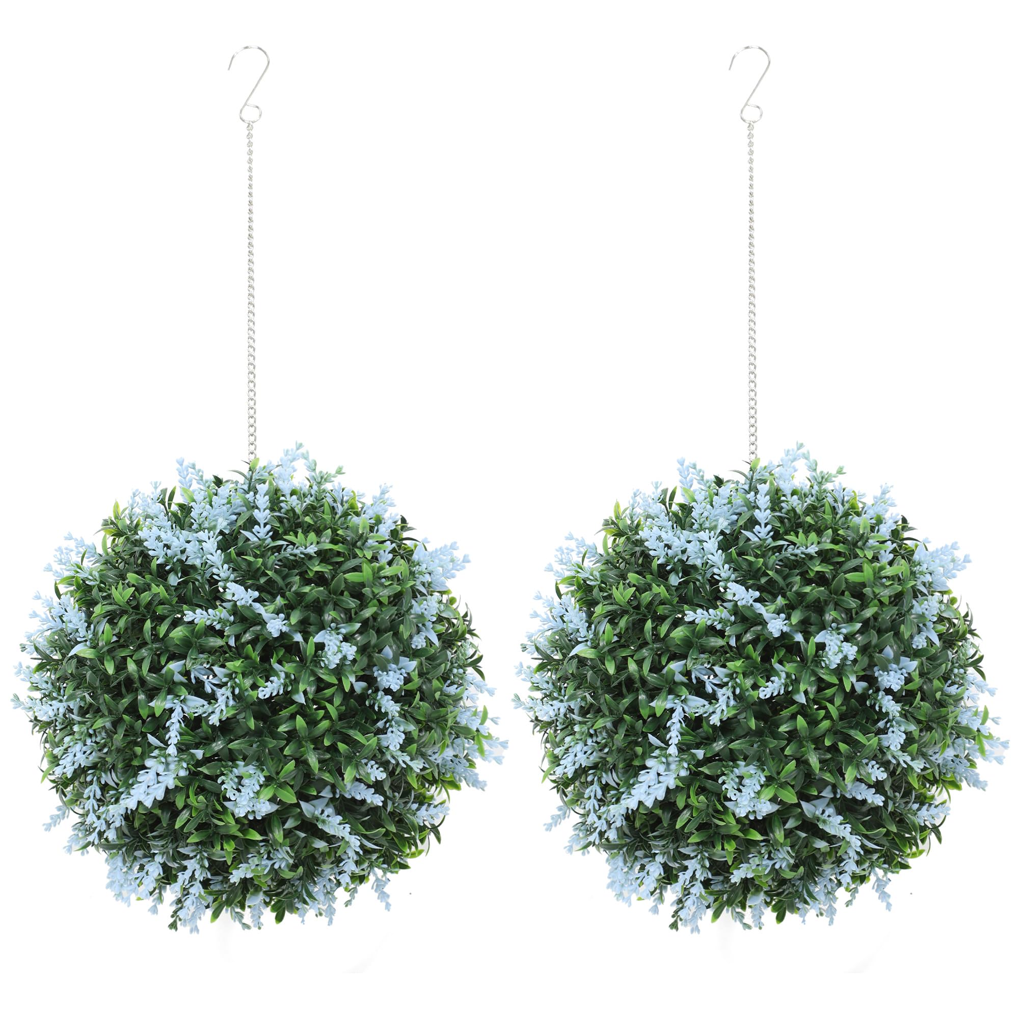 HOMCOM Set of 2 Artificial Plant Topiary Balls UV-Protected 27cm, Blue
