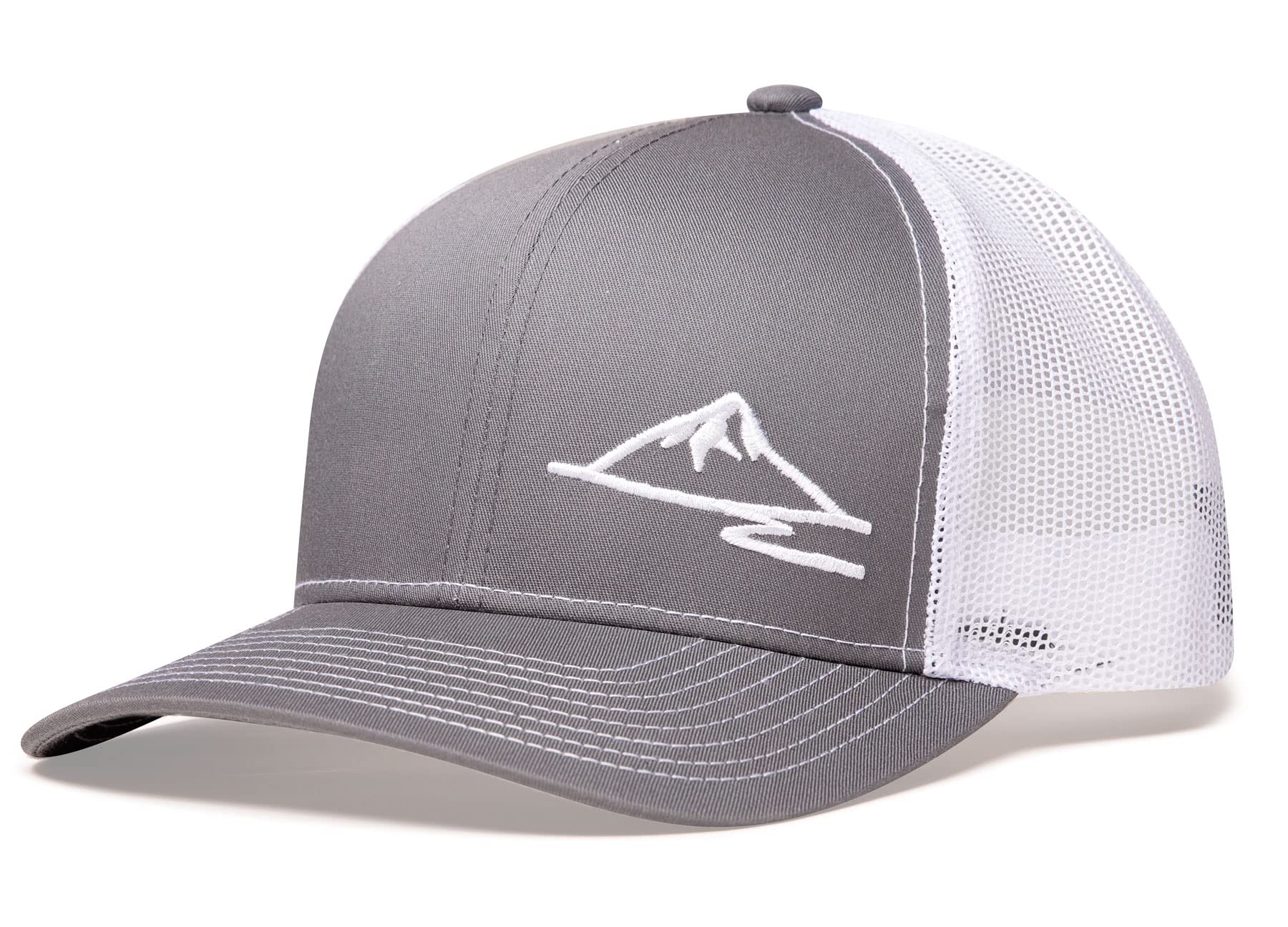 Snapback Trucker Hat, Mountain, Graphite/White