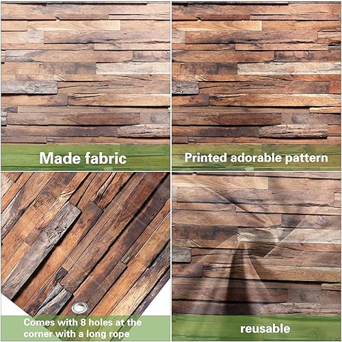 Miniatura 9 de Telón de fondo de madera de 16 x 7 pies para puerta de garaje, decoración de pancartas para decoración de pared de madera marrón rústico para