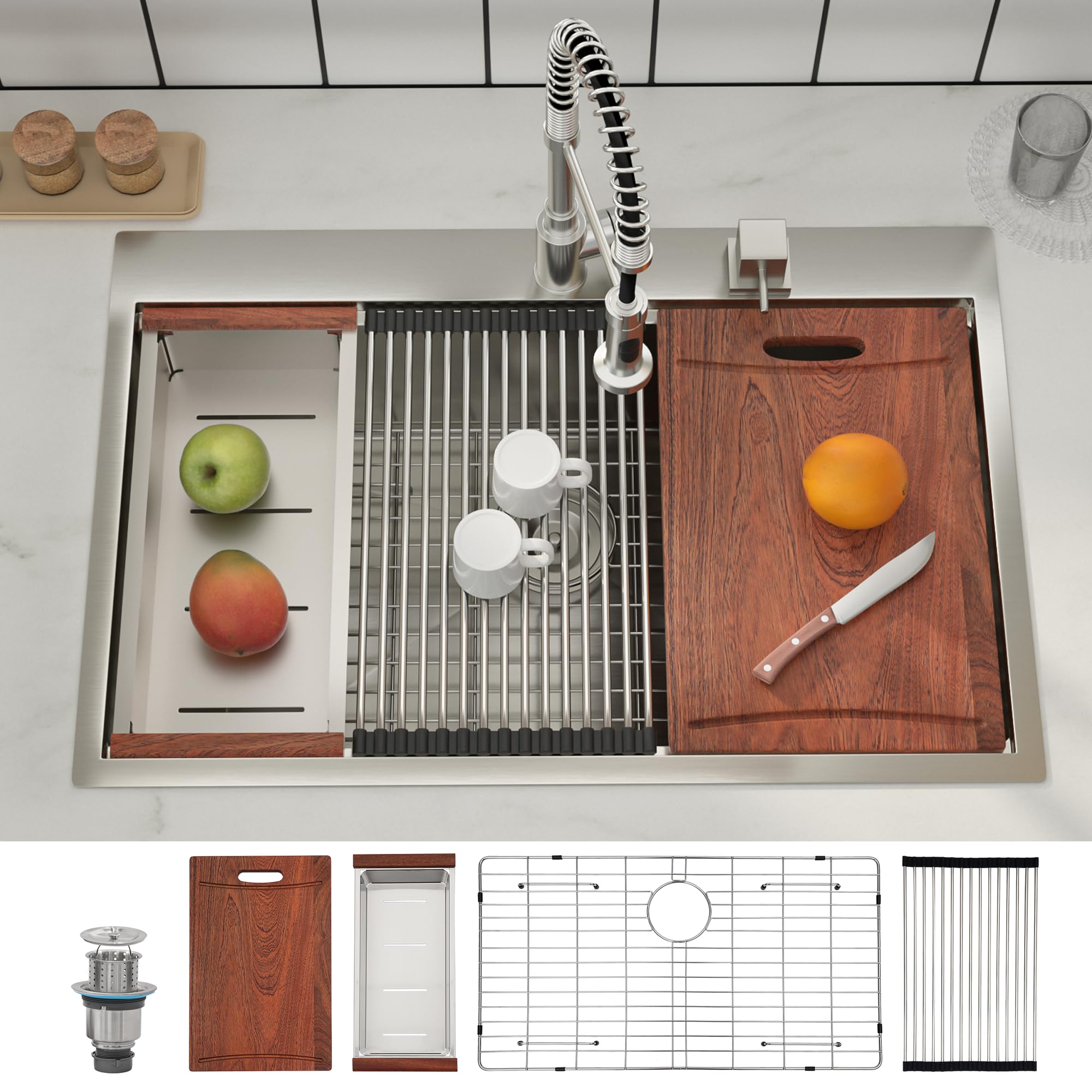 33 In Undermount Kitchen Sink Workstation 33X19X10 Jordan - View #5