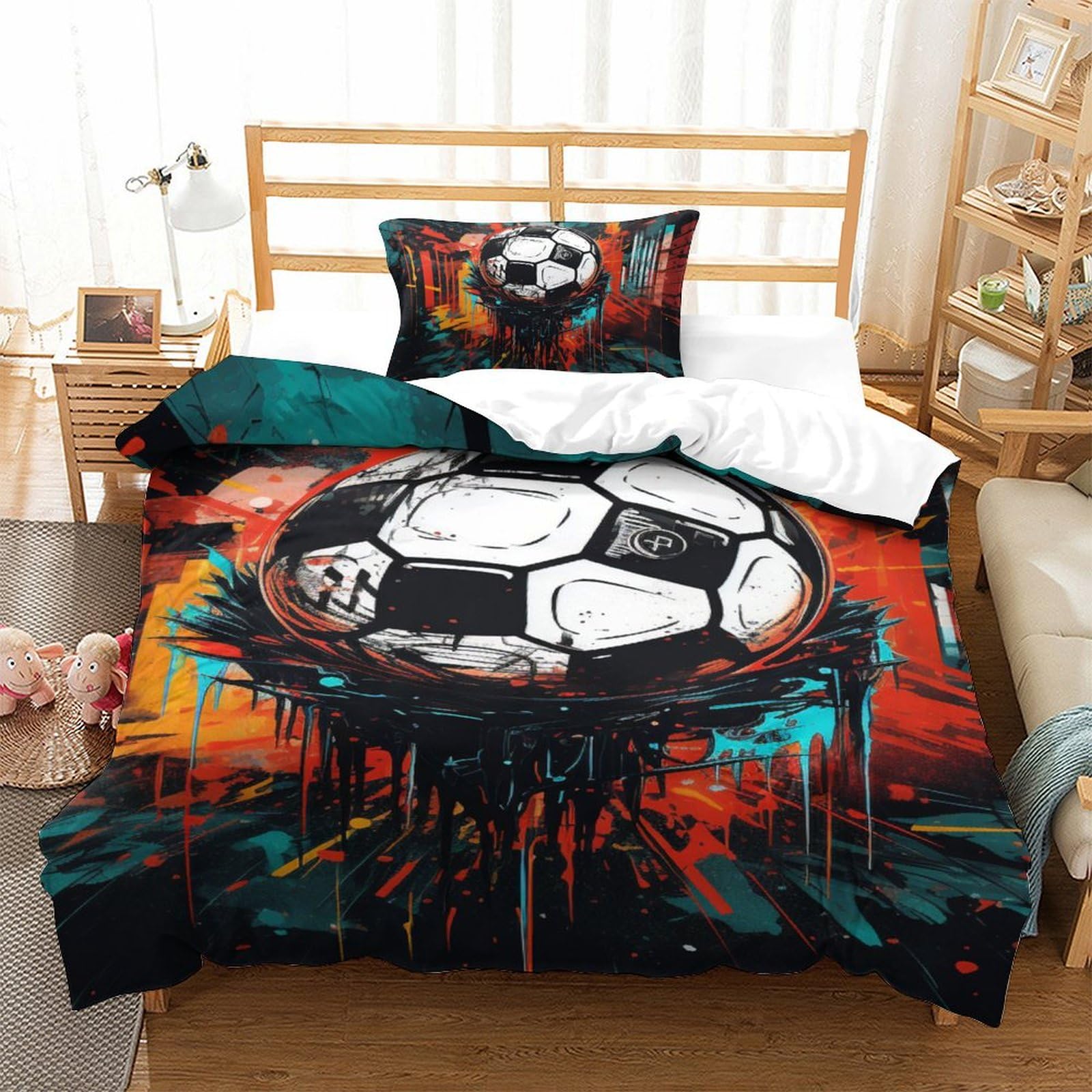 Housse de couette football anti transpiration microfibre 135x200
