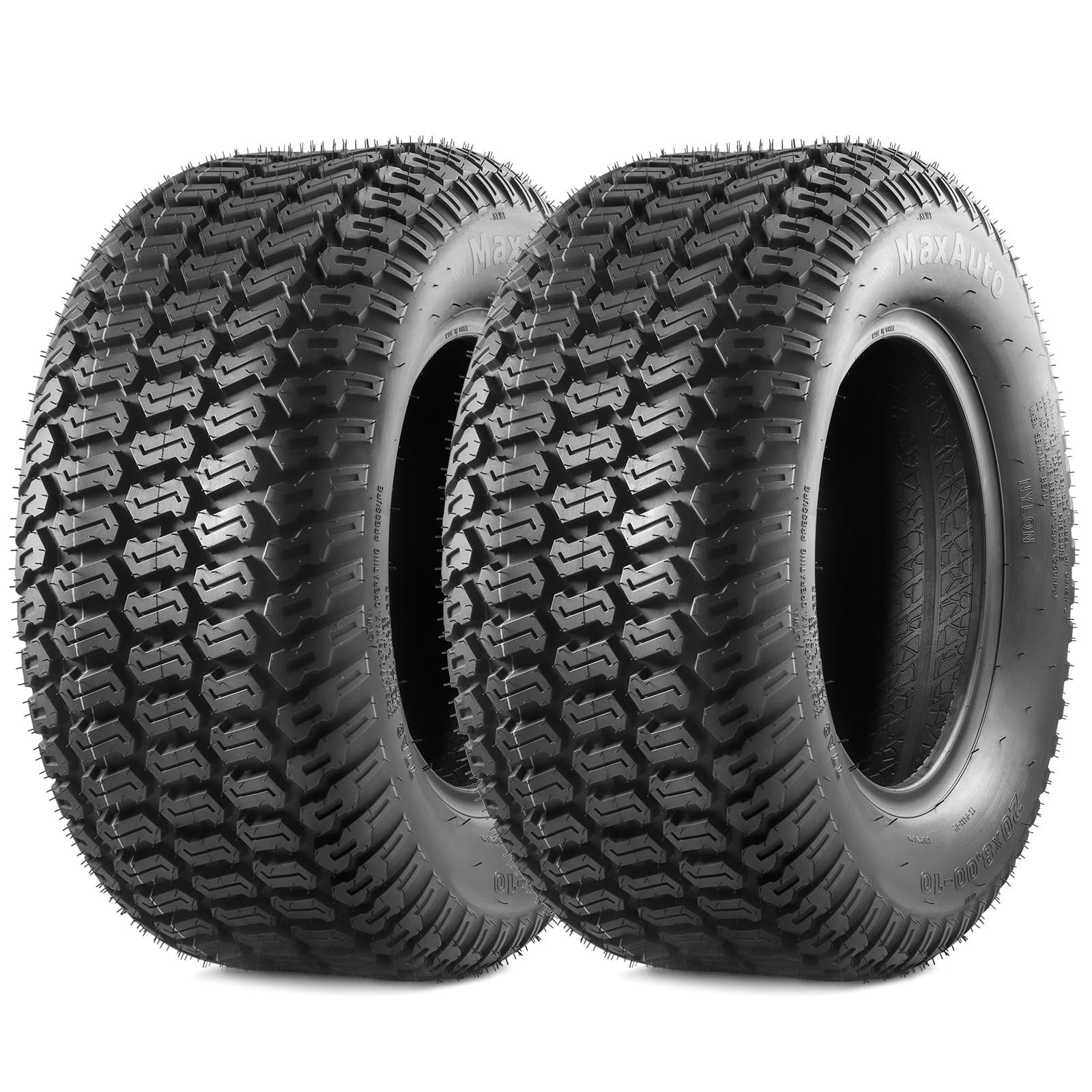 MaxAuto 2 Pcs 20x8-10 Turf Saver Tire, 20x8.00x10 Lawn& Garden Tire - LRB/4ply Tubeless