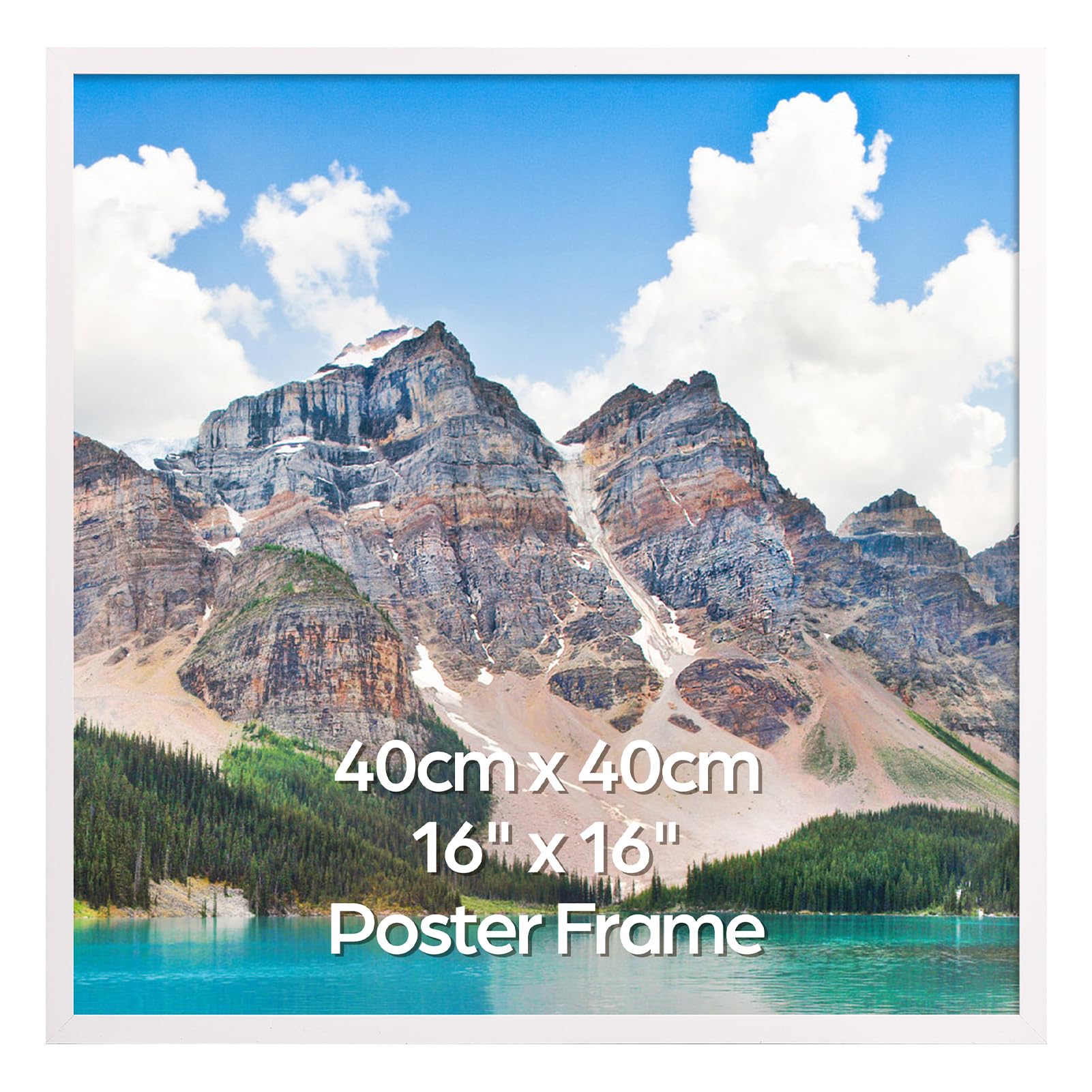 Vasemouh 40x40 cm Picture Frame White, Square 16x16 Inch Photo Frame, Single Poster Frame Horizontal or Vertical Wall Mounting for Home, Office, Gallery