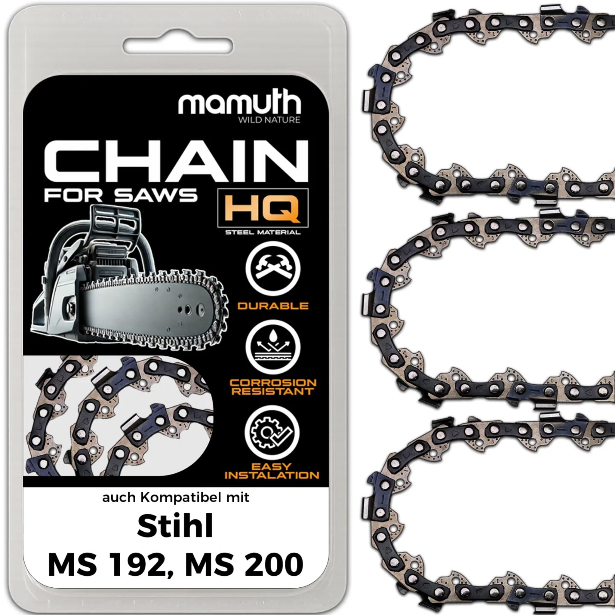 Mamuth Wild Nature 2 X Saw Chain For Mcculloch 935-30 Cm, 3/8 Inch, 45 Tg, Durable And Low Maintenance