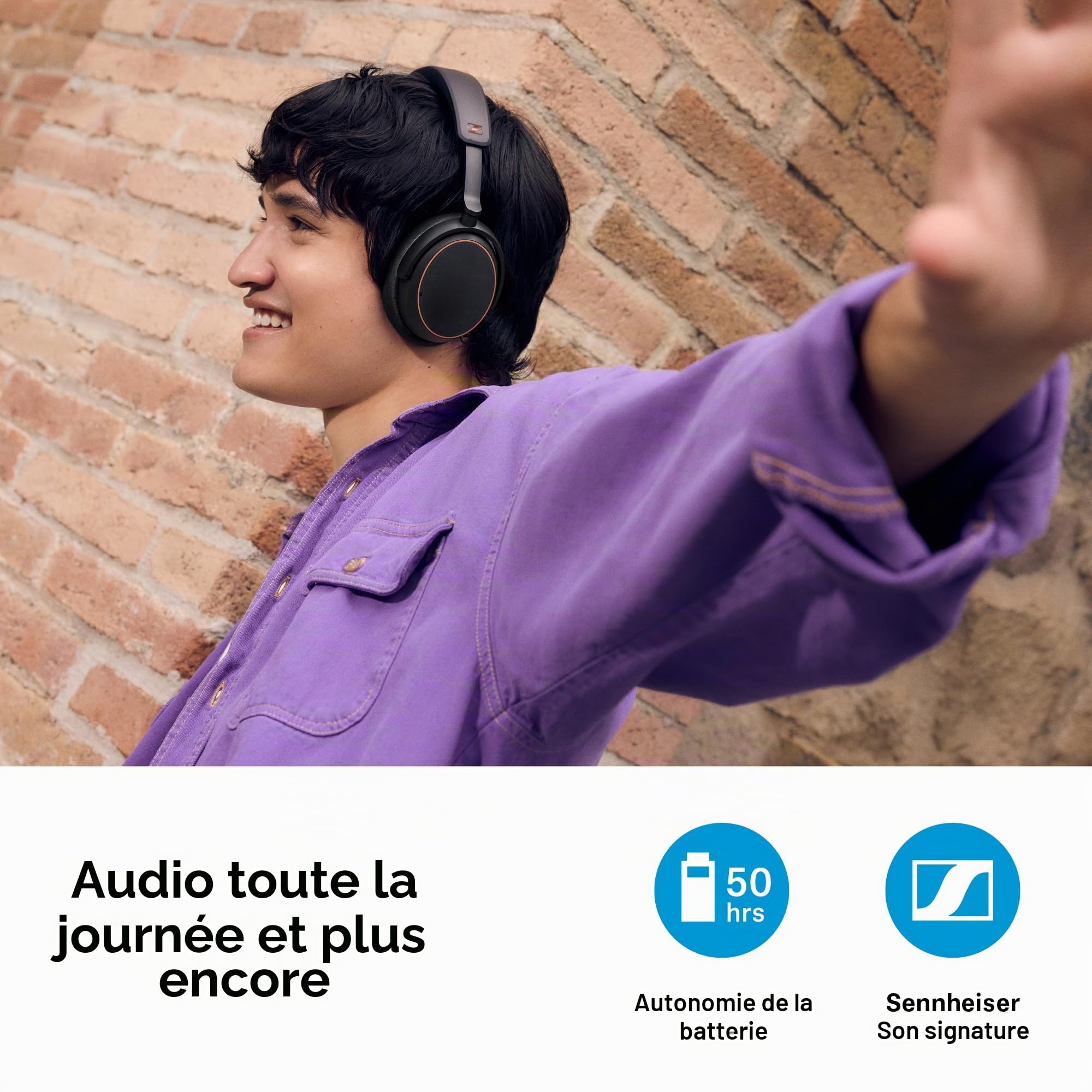 Sennheiser ACCENTUM Wireless Special Edition - Casque ACCENTUM et dongle Bluetooth BTD 600 - Batterie de 50 Heures d'autonomie, ANC Hybride, dongle avec Adaptateur USB-A/USB-C - Noir/cuivre