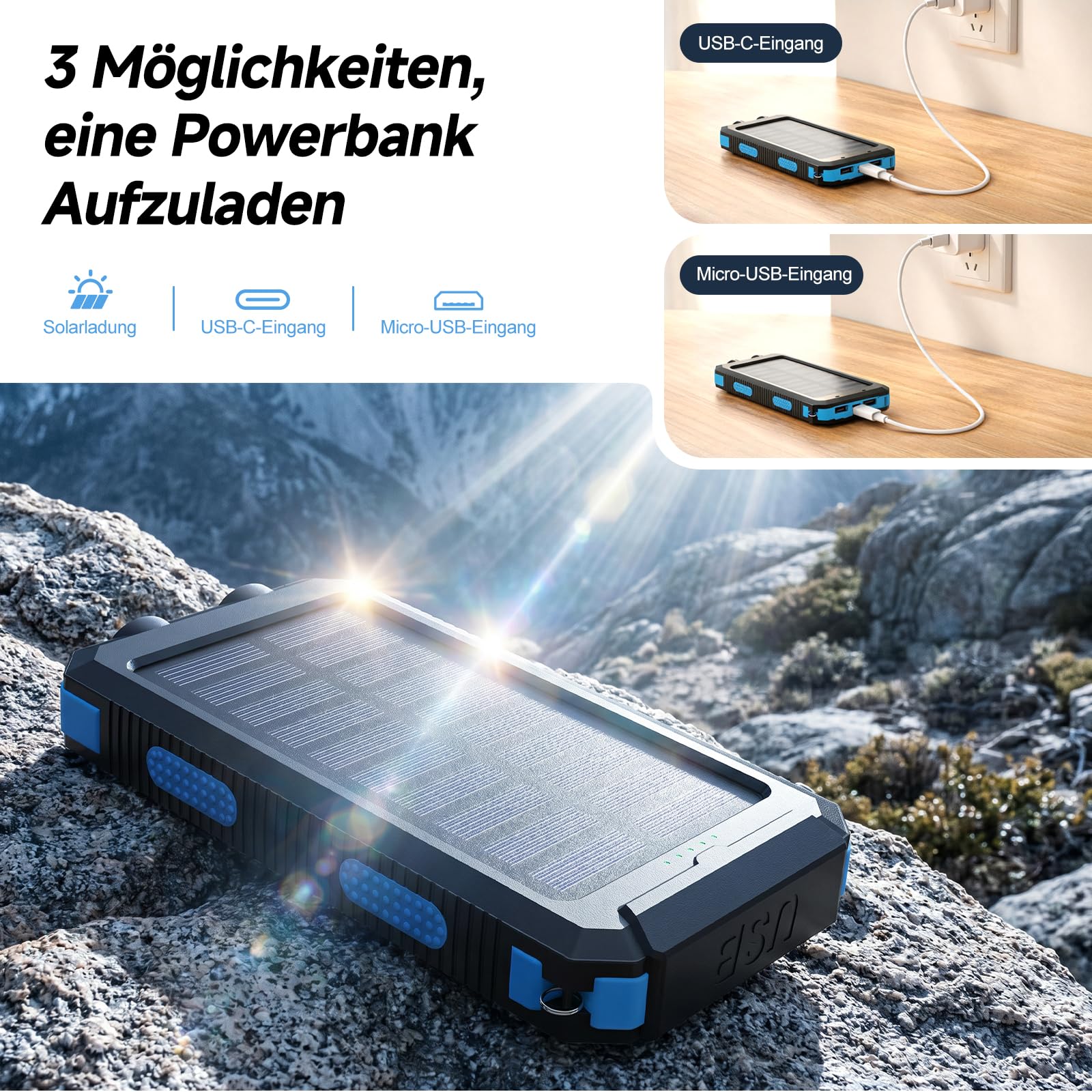 Chargeur solaire 26800 mAh pour extérieur et camping 72