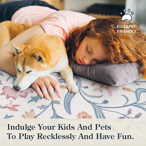 Miniatura 5 de Lahome Alfombras de baño pequeñas bohemias con estampado floral de 2 x 3 pulgadas, antideslizantes, lavables, grisbeige, alfombra suave para