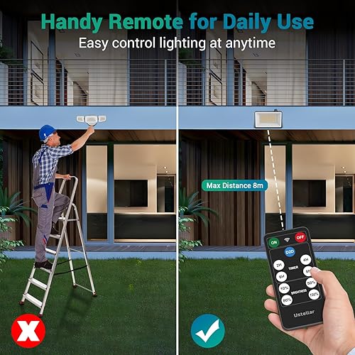 Miniatura 4 de USTELLAR Luz de seguridad del atardecer al amanecer, luces de inundación enchufables de 100 W para exteriores con control remoto, iluminación