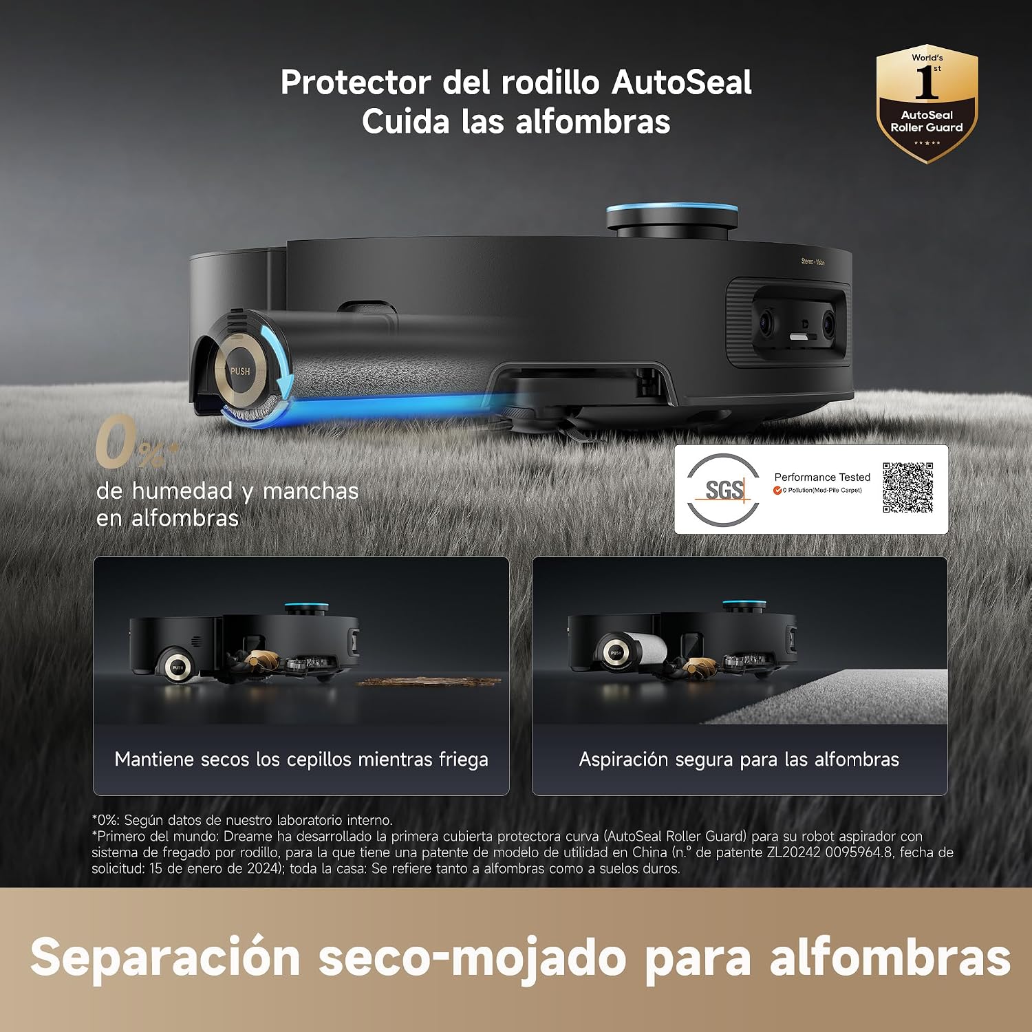DREAME Aqua10 Ultra Roller Complete, Robot Aspirador, Autolimpieza del Rodillo, Supera Obstáculos de 8 cm, Vaciado Automático, 30.000 Pa de succión, Control Inteligente por Voz, Negro 5