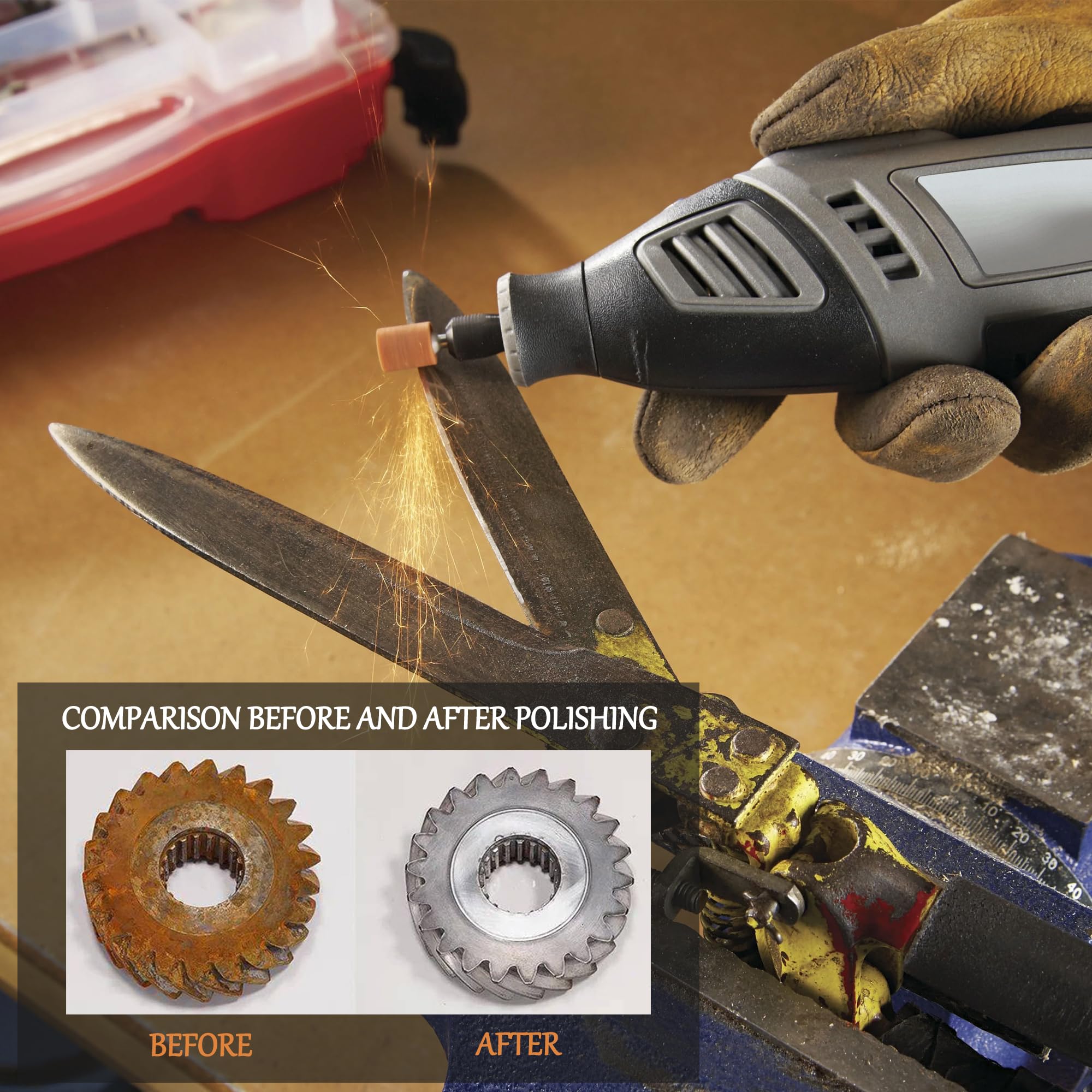 3MM Testa di Mole Montata, Multifunzione Set di Punte Abrasive in Pietra Mola con Gambo da 1/8", Accessori per Mole Set, Professionale Testa di Lucidatura per Smerigliare e Affilare Lucidatura