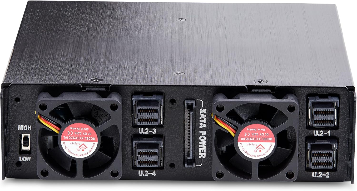 StarTech.com 4-Bay Backplane for U.2 Drives, Fits in a 5.25inch Bay, Mobile Rack Enclosure for 2.5inch U.2 (SFF-8639) NVMe SSDs, Includes Mini-SAS HD Cables/Removeable Trays (4U2525-SAS-BACKPLANE) - Image 4