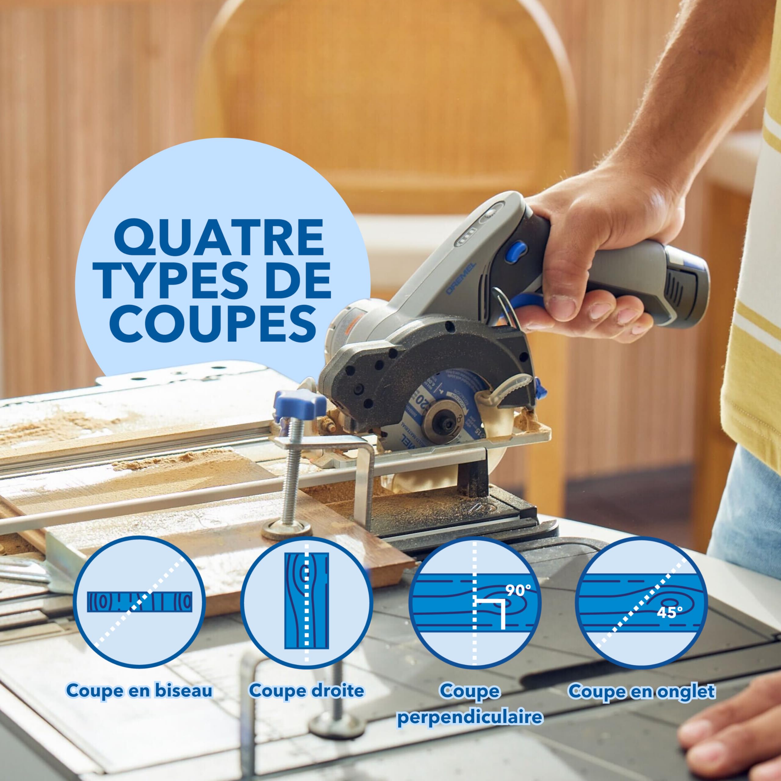 Dremel Blueprint 12V Station de Sciage Portative avec 1x Scie compacte sans fil 12V, 1x Station de sciage, 1x lame multi-matériaux, 1x guide de coupe, 2x Serre-joints