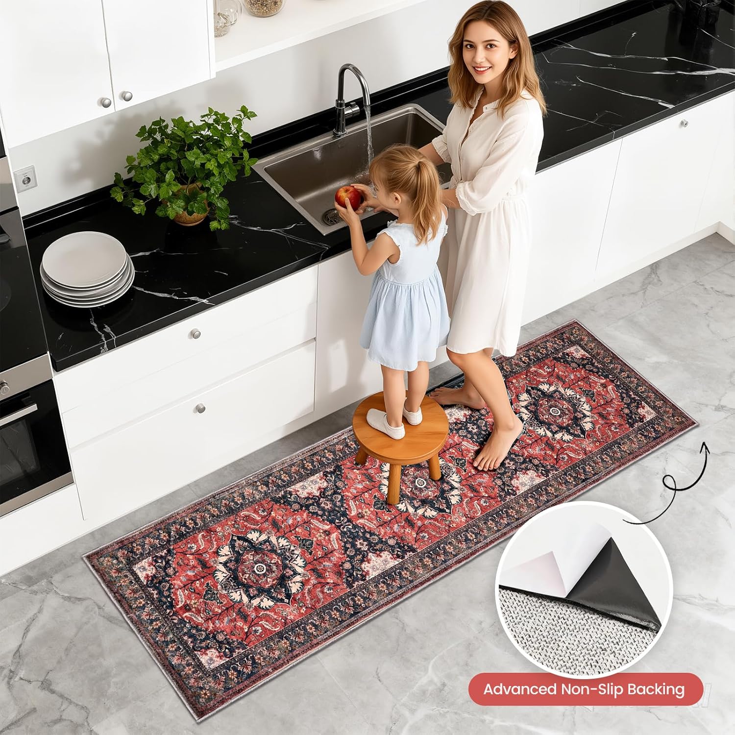 Kitchen Rug Set 3Pcs, Boho Rug Sets Non Slip Washable for Floor Thick Farmhouse Kitchen Decor Runner Rugs for Kitchen, Entryway，Laundry, Hallways 20''x32''+20''x48''+20''x59