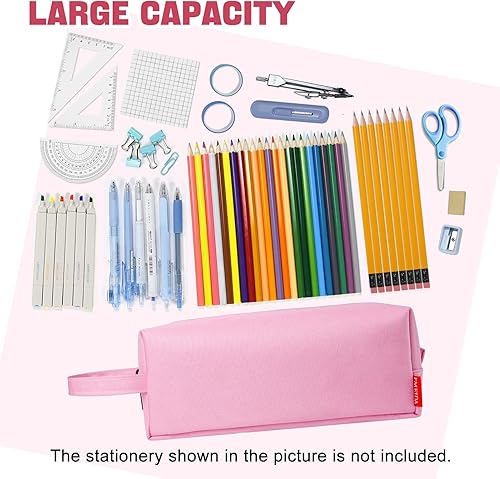 Miniatura 3 de Fmeida Estuche para lápices estético, bolsa de lápices de gran capacidad, estuche portátil para bolígrafos, oficina, papelería, bolsa de maquillaje,