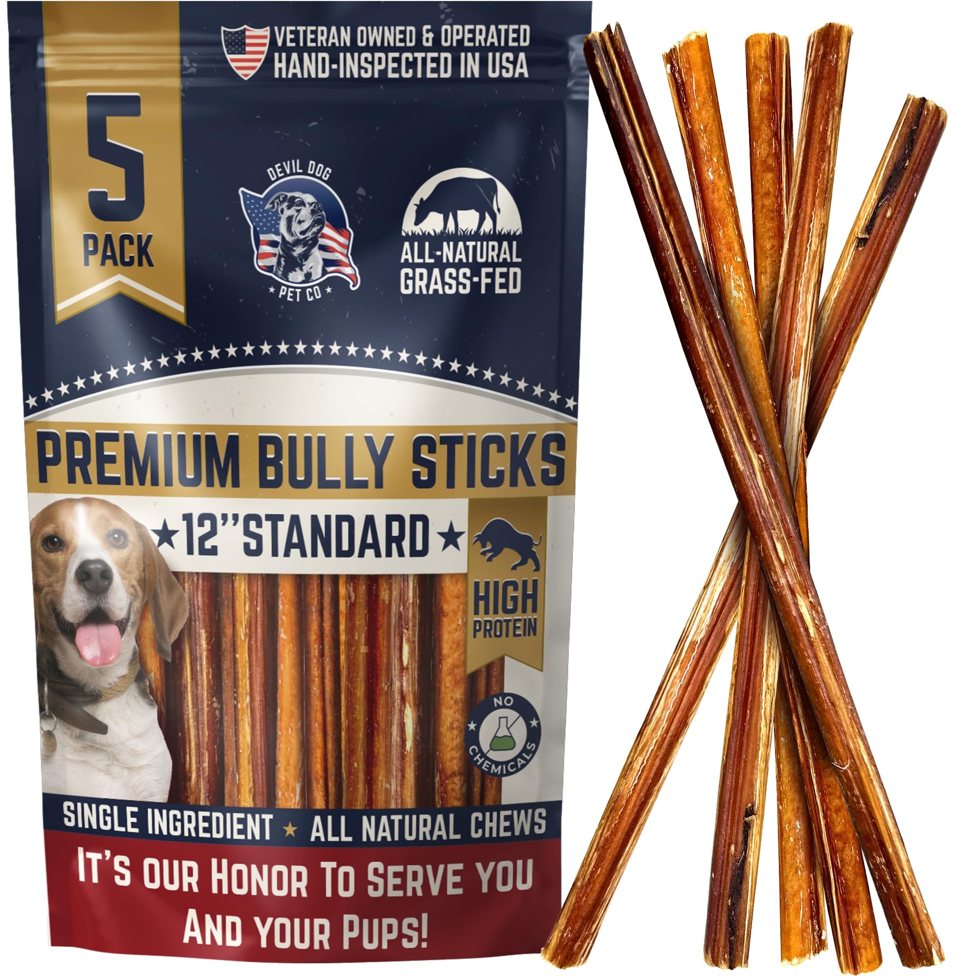 Devil Dog Pet Co Bully Sticks 12 Inch 5 Pack