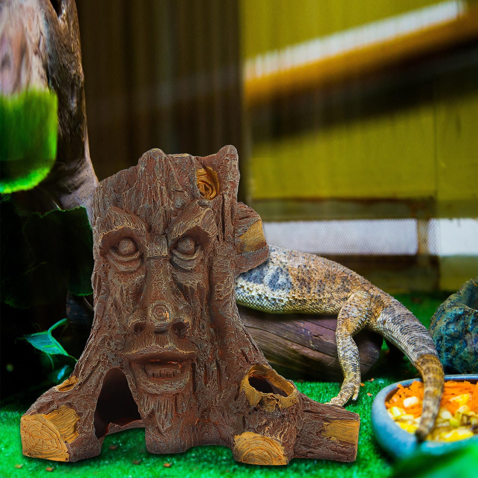 VICASKY Cachette en Résine pour Reptiles de Trou d'arbre, Réduit la Lumière du Jour, Décor Sécurisé pour Terrariums d'animaux Rampants