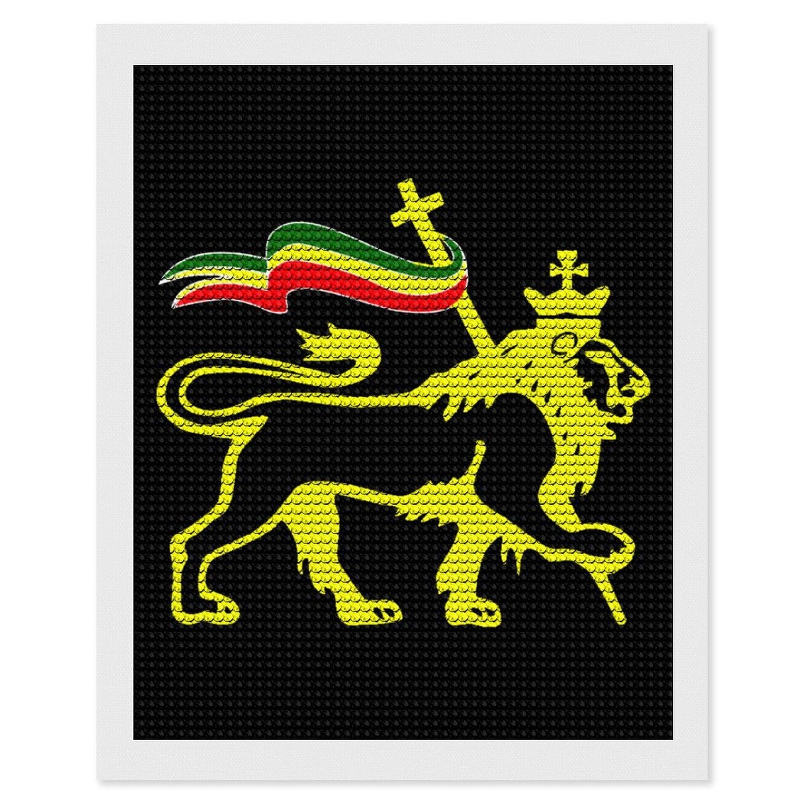 Nclqvjxzkhw Style Rasta-Lion Of Judah Vintage Diamond Art Painting For Adult Round Diamonds Pictures Arts Crafts Home Wall Decor 16"X20"