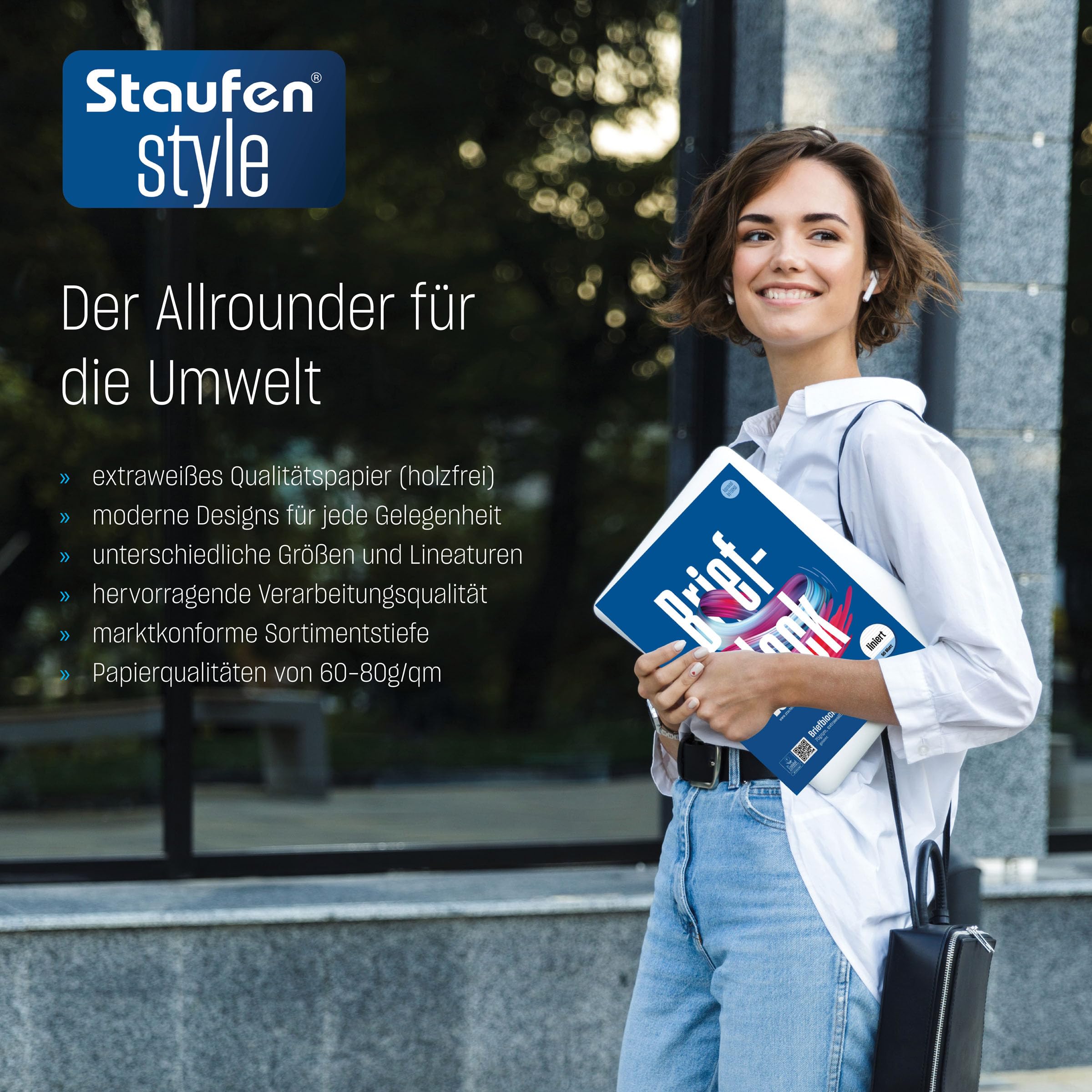 Staufen Style Bloc à lettres DIN A4 70 g/m² ligné 9 mm 5 blocs 50 feuilles