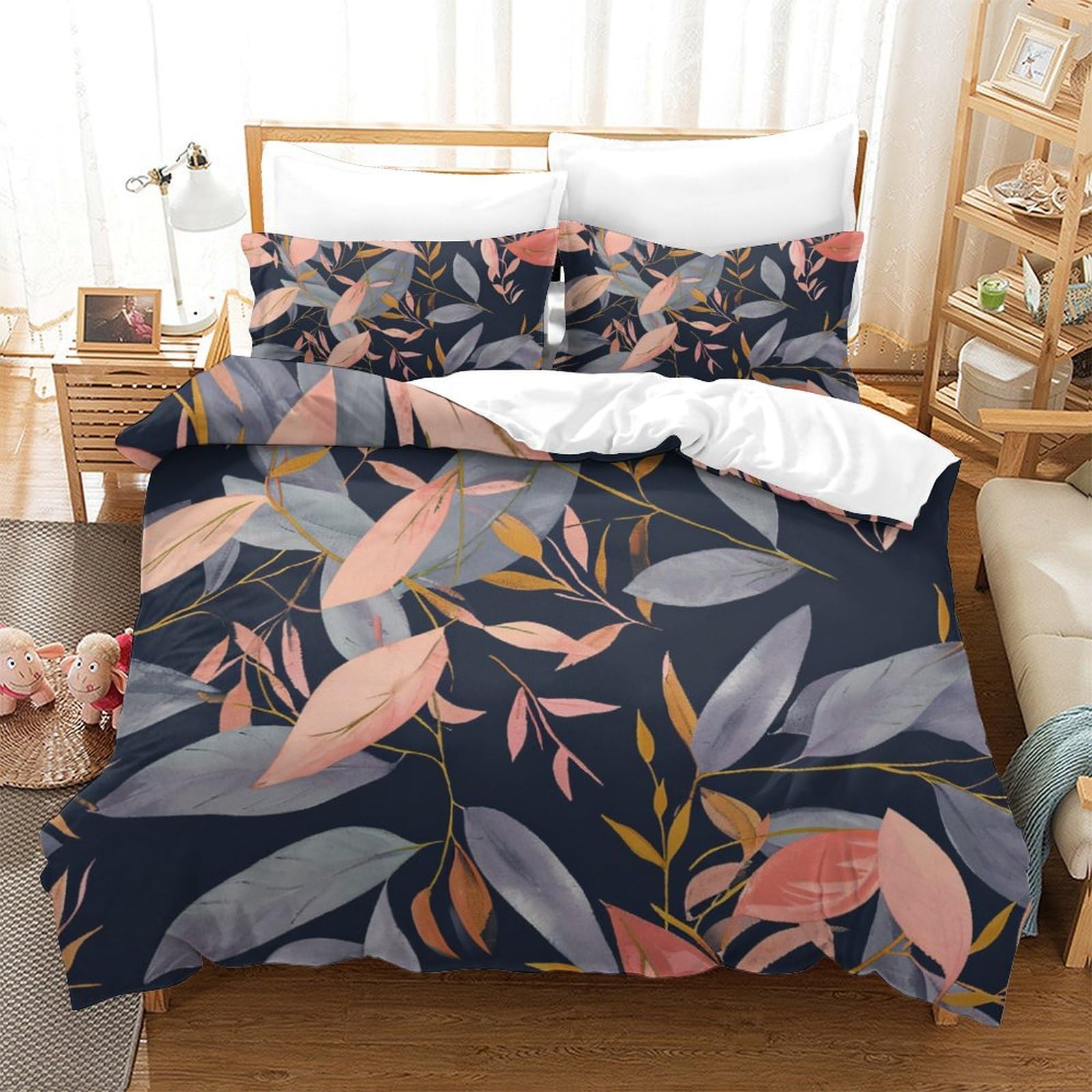 Housse couette haute qualité moderne 260x220cm parure de lit 3 pièces
