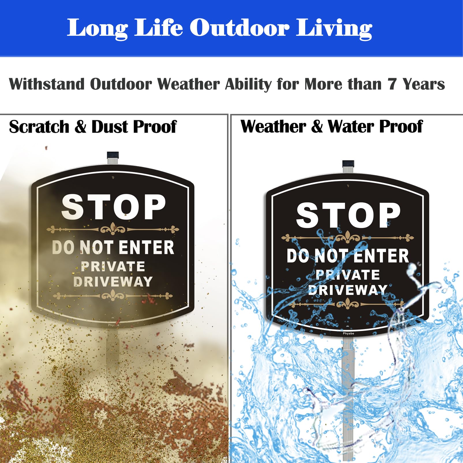 Phyabe 2 Pack Stop Do Not Enter Private Driveway Sign With Stake, Aluminum Metal 28" Total Length, Heavy Duty Weather Resistance - Image 4