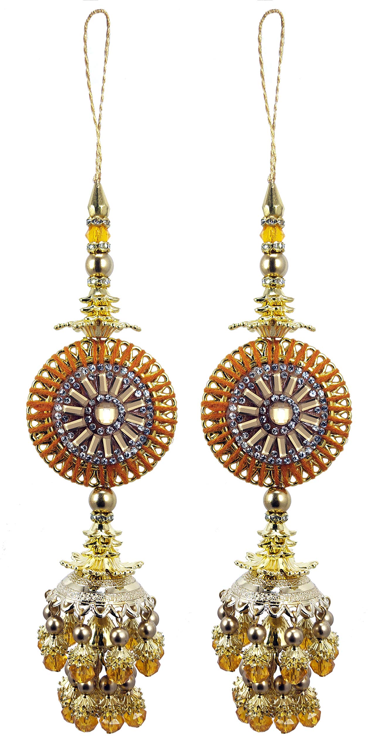 RAADHE CREATION Fancy Golden Hand Made Work Plastic and Fabric Ethnic Lehenga Hanging Tassel Latkan 2 pic (Orange) (B08GLZM55G) Amazon Price History, Amazon Price Tracker