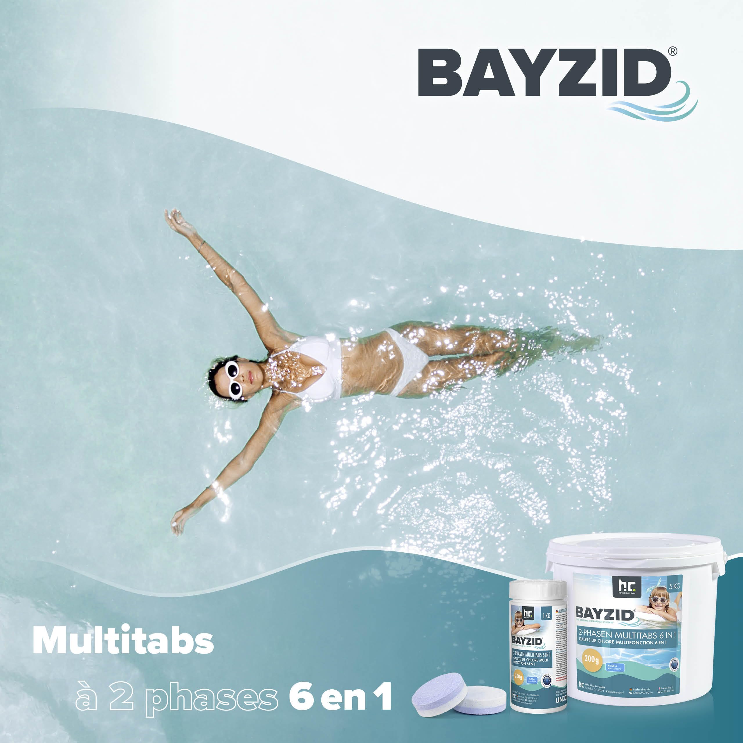 Höfer Chemie Galets de Chlore 1 x 5 kg pour Piscine à Dissolution Lente (200g) - Chlore Multifonction 6 en 1 pour Une Désinfection Régulière et Efficace