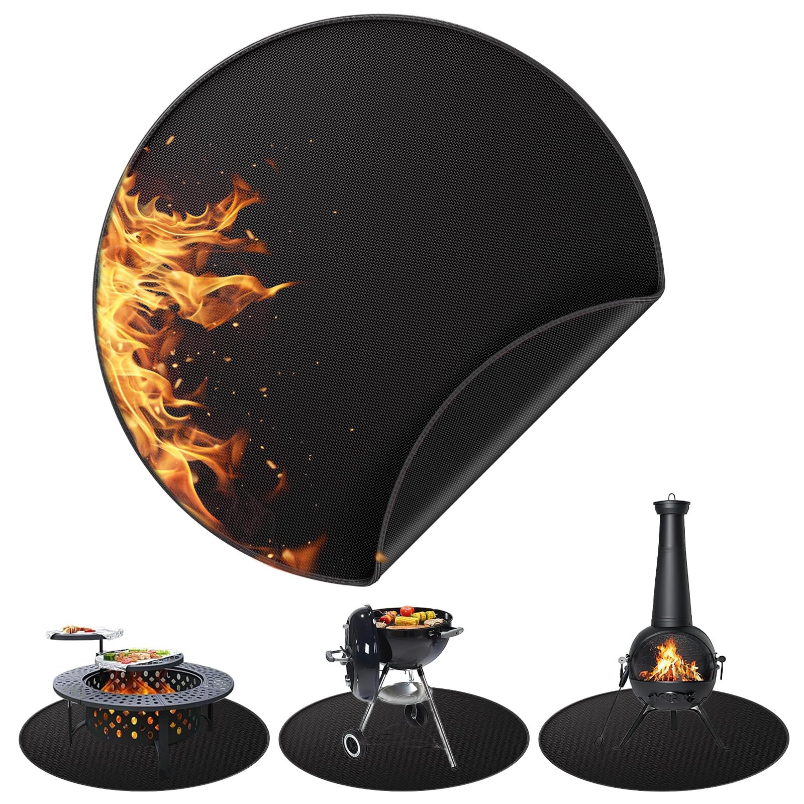 dellyy Alfombra Ignifuga, 75 cm Alfombra Ignifuga Chimenea, Alfombrilla Protectora para chimeneas, Estufas chimeneas para Proteger el Suelo contra chispas, Ronda Base Incombustible