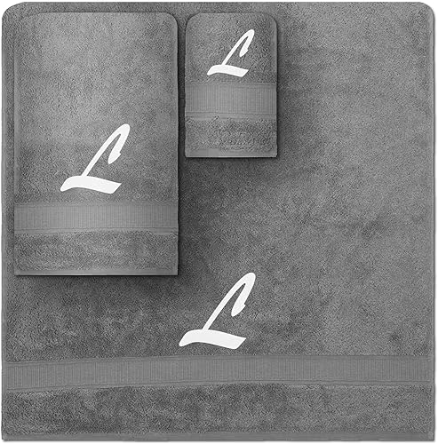 Vista 133 de Juego de toallas con monograma, regalo personalizado, juego de 3 toallas turcas bordadas con letras de bloques, 1 toalla de baño y 1 toalla de mano