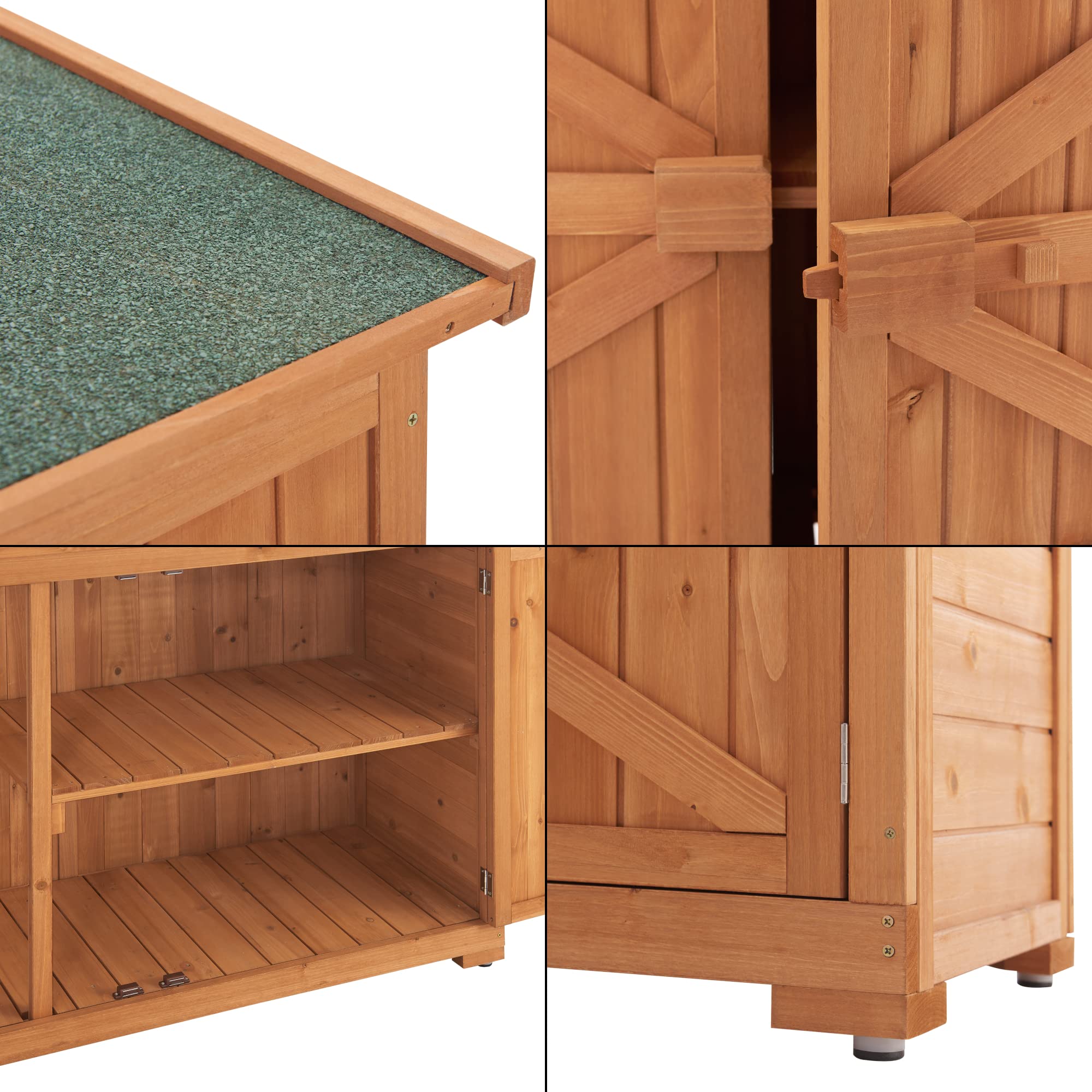 [en.casa] Armadio da Giardino (AxLAxP) 88 x 128 x 50 cm Mobile da Esterno per Immagazzinaggio con 2 Ante - Struttura in Legno - Tettuccio Antipioggia