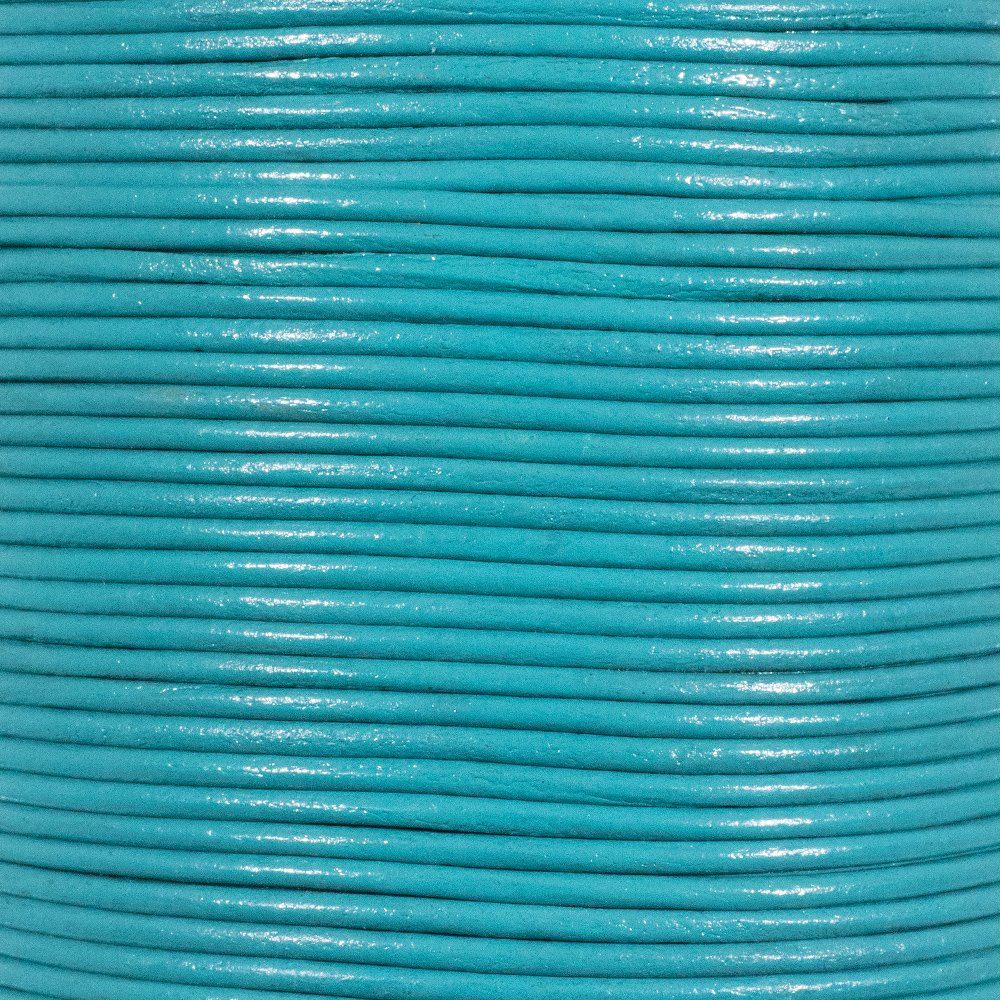 25 Yards of Solid Round 1.5mm Turquoise Real and Genuine Leather Cord for use as Braiding String (1.5mm, Turquoise)