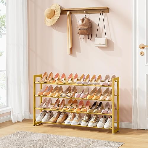 Miniatura 2 de FAVOOSTY Zapatero expandible de 4 niveles, estante ajustable para zapatos, organizador de almacenamiento que ahorra espacio, estante de metal para