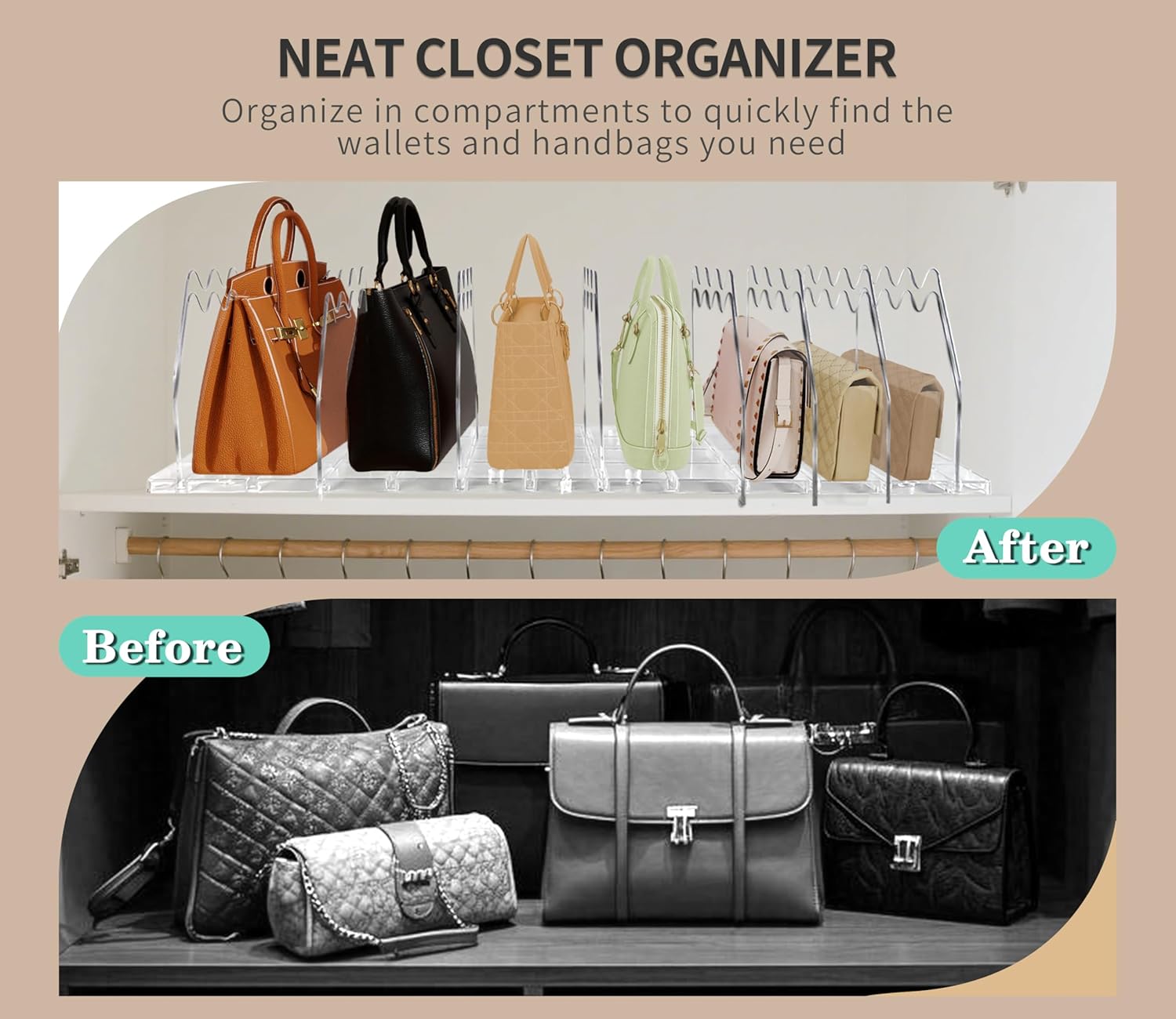 Clear Purse Organizer with Black Purse Organizer