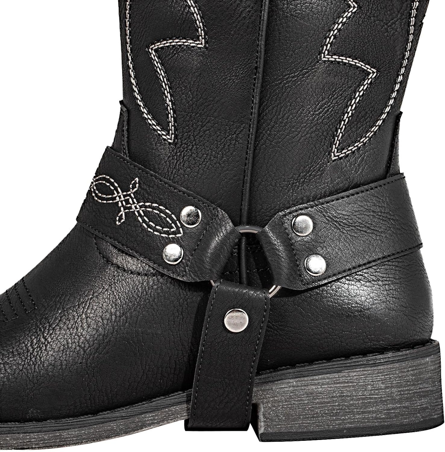 SheSole Women's Buckle Strap Wide Calf Cowboy Boots Square Toe Western Cowgirl Boots - Image 5