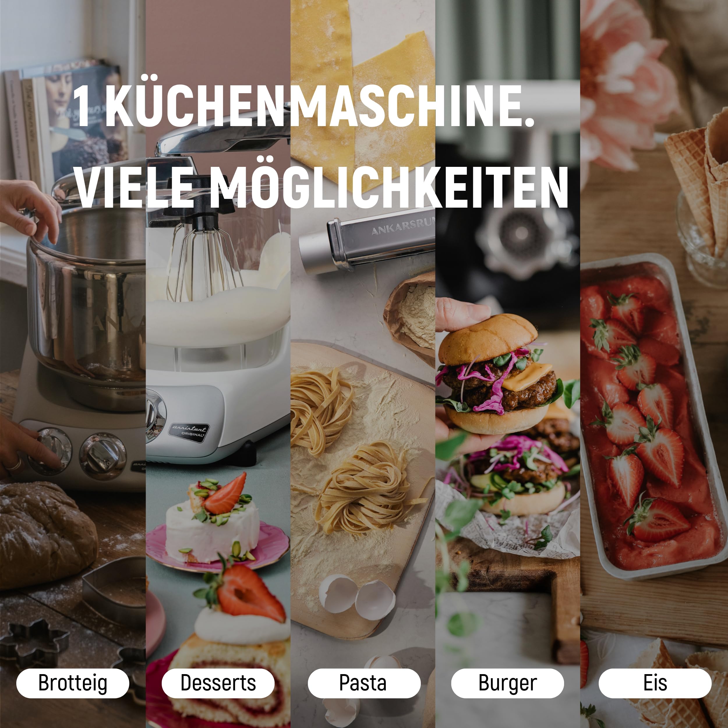 Ankarsrum Assistent Original 6230 Küchenmaschine, Harmony Beige | 1500 Watt, multifunktionale Küchenmaschine u.a. zum Backen, mit 7 Liter Edelstahlschüssel, handgefertigt in Schweden